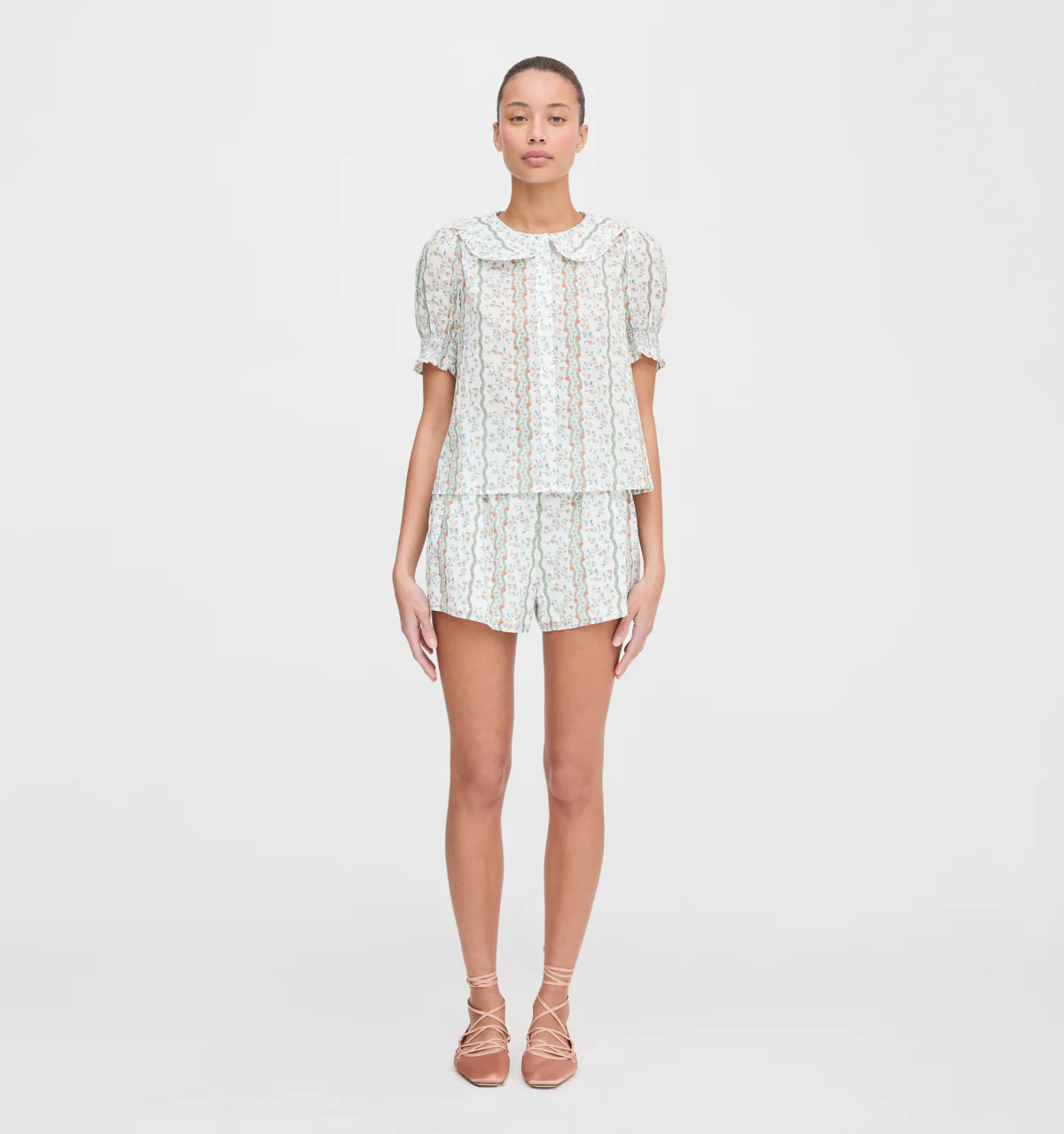 The Adelaide Top -  Green Provence Floral - Image 3