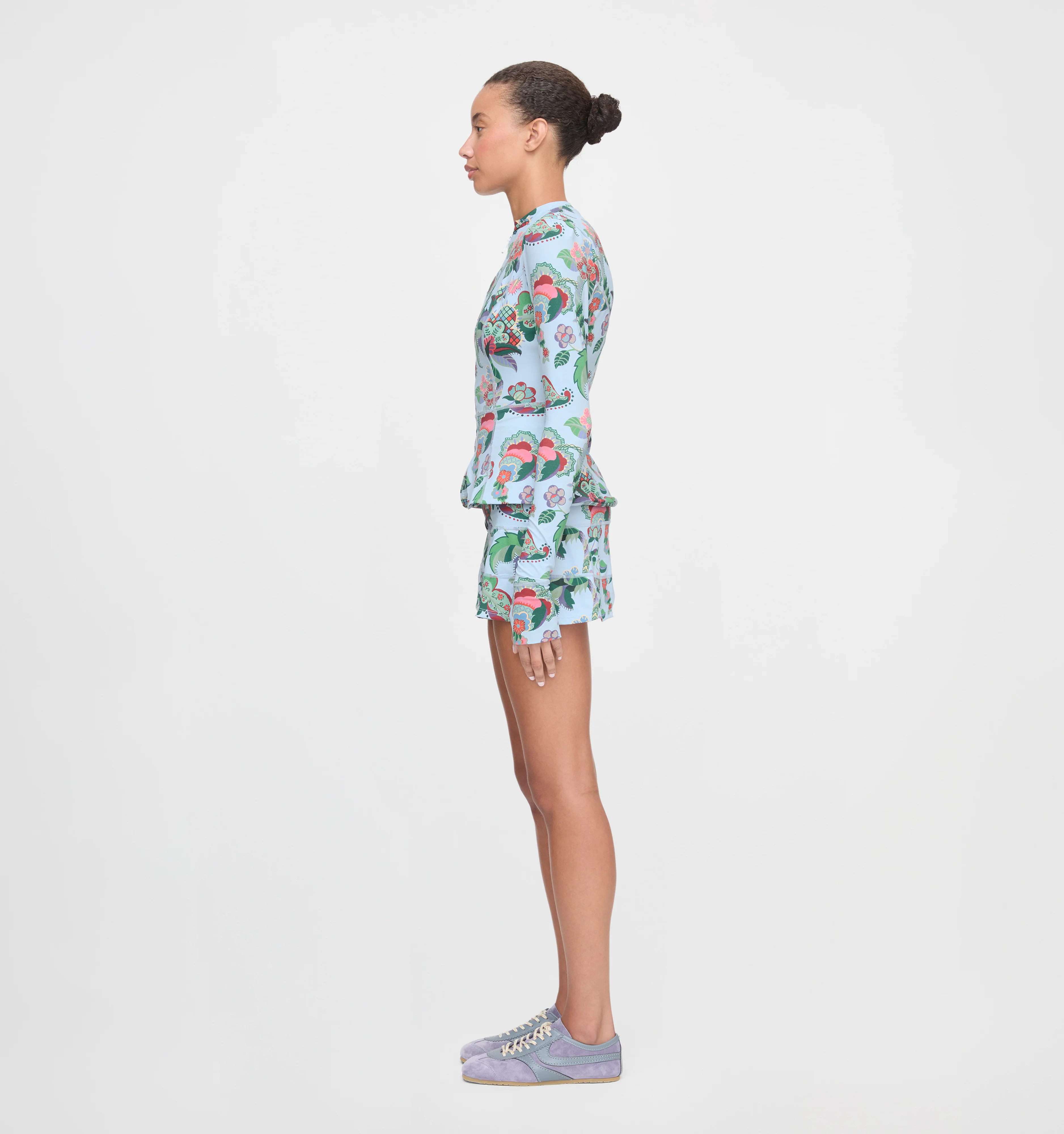 The Alexia Rashguard - Light Blue Jungle Floral - Image 4