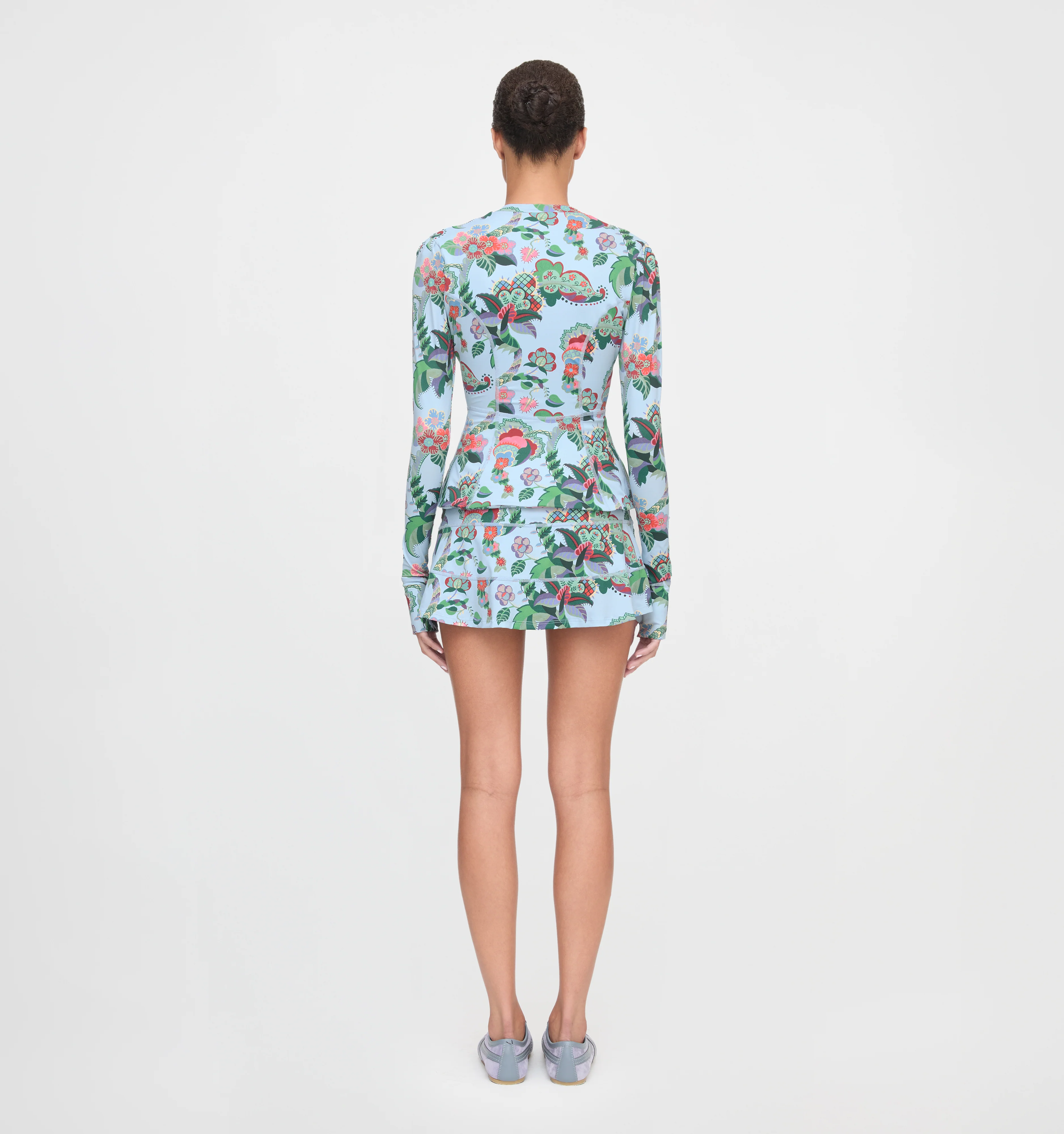 The Alexia Rashguard - Light Blue Jungle Floral - Image 5