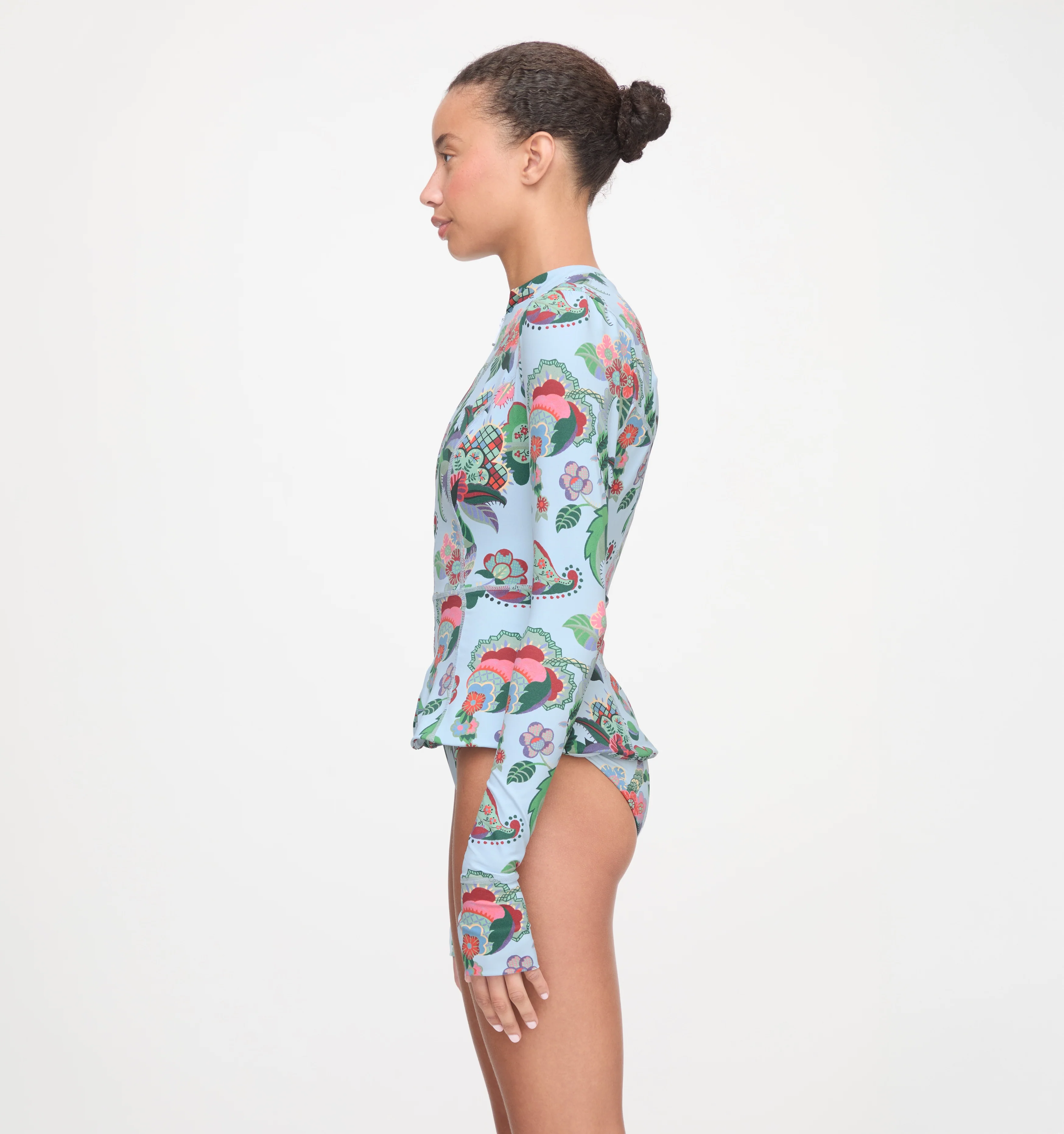 The Alexia Rashguard - Light Blue Jungle Floral - Image 6