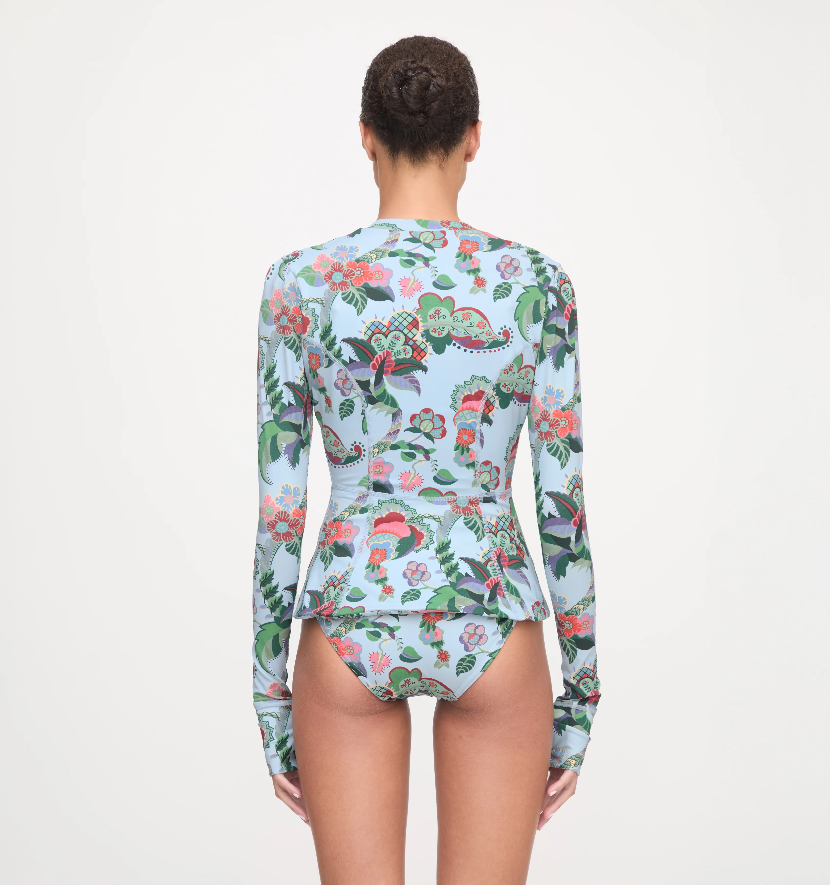 The Alexia Rashguard - Light Blue Jungle Floral - Image 7