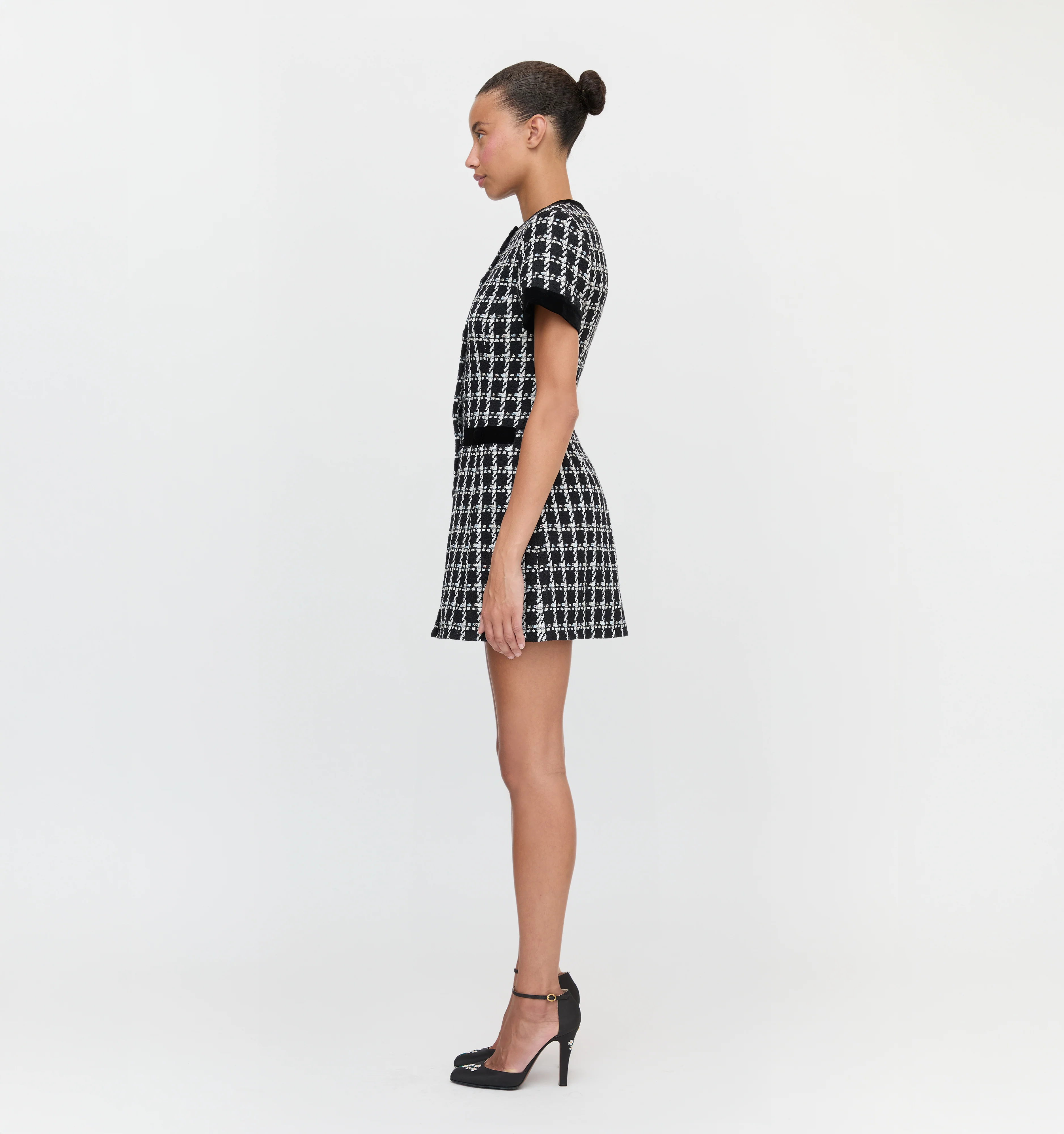 The Allegra Dress - Black and White Tweed - Image 3
