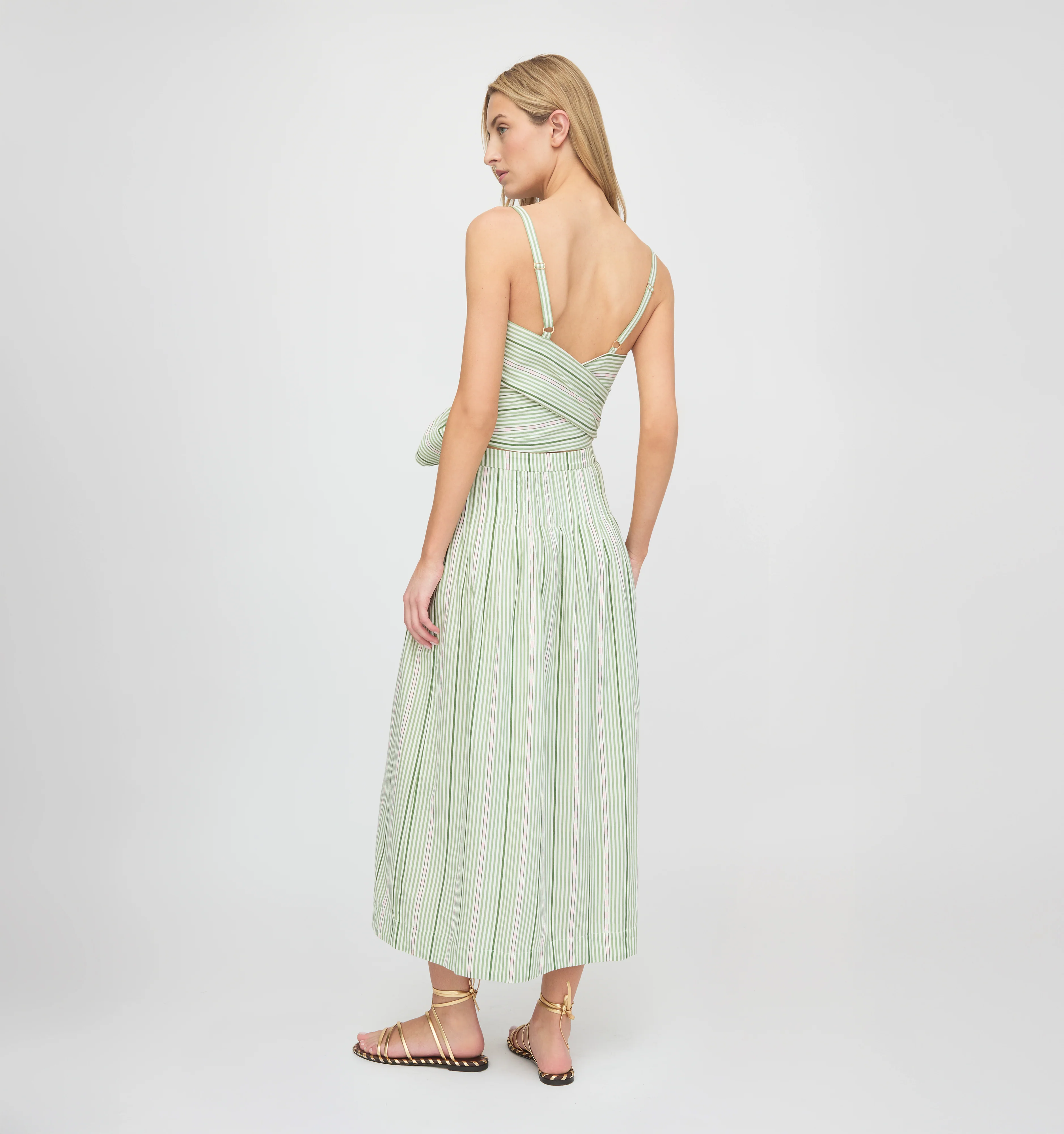 The Ame Skirt - Green Jacquard Stripe - Image 3