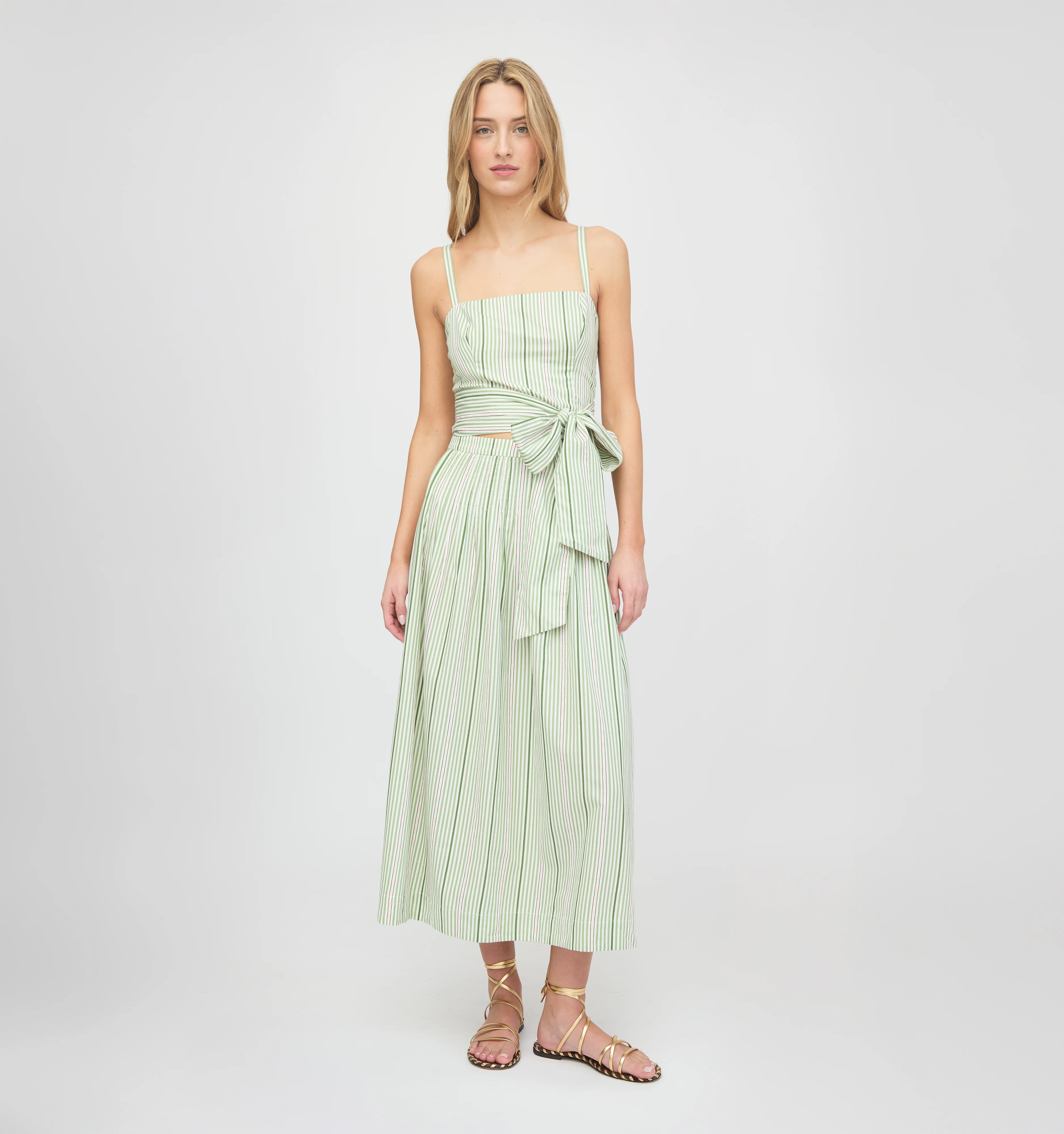 The Ame Skirt - Green Jacquard Stripe - Image 4