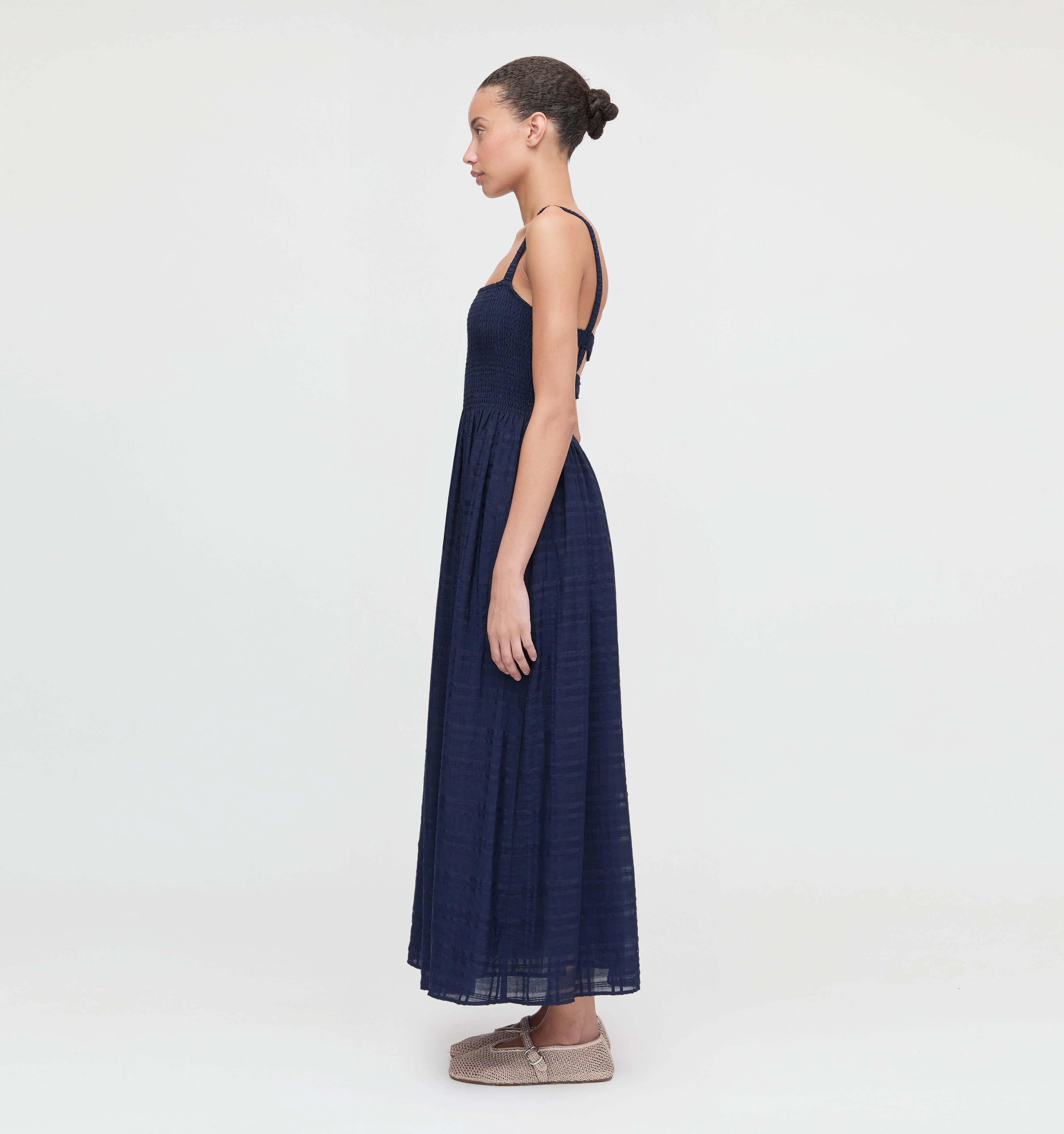 The Anita Nap Dress - Navy Sheer Plaid - Image 4