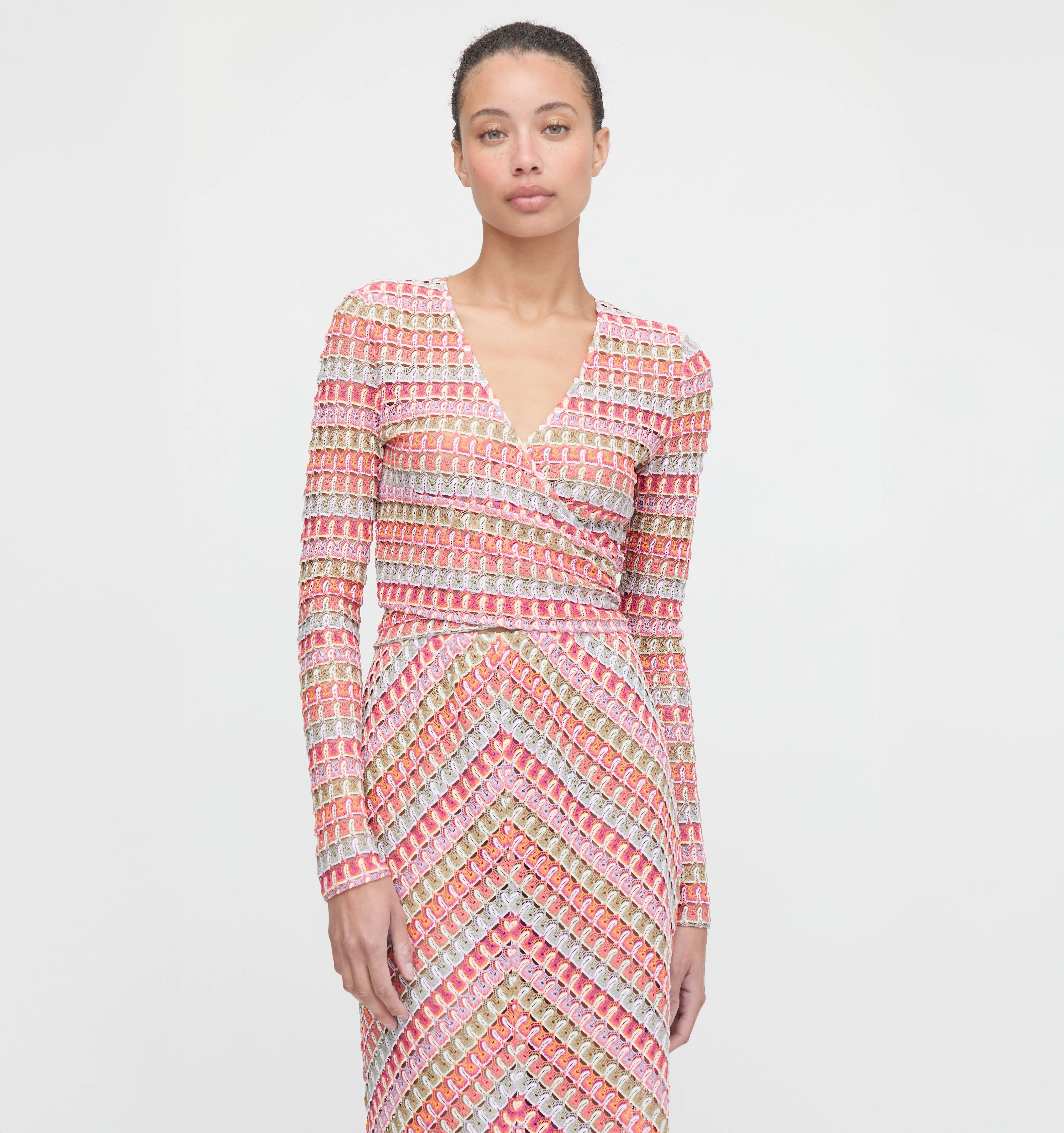 The Aviva Wrap Top - Pastel Crochet Knit - Image 4
