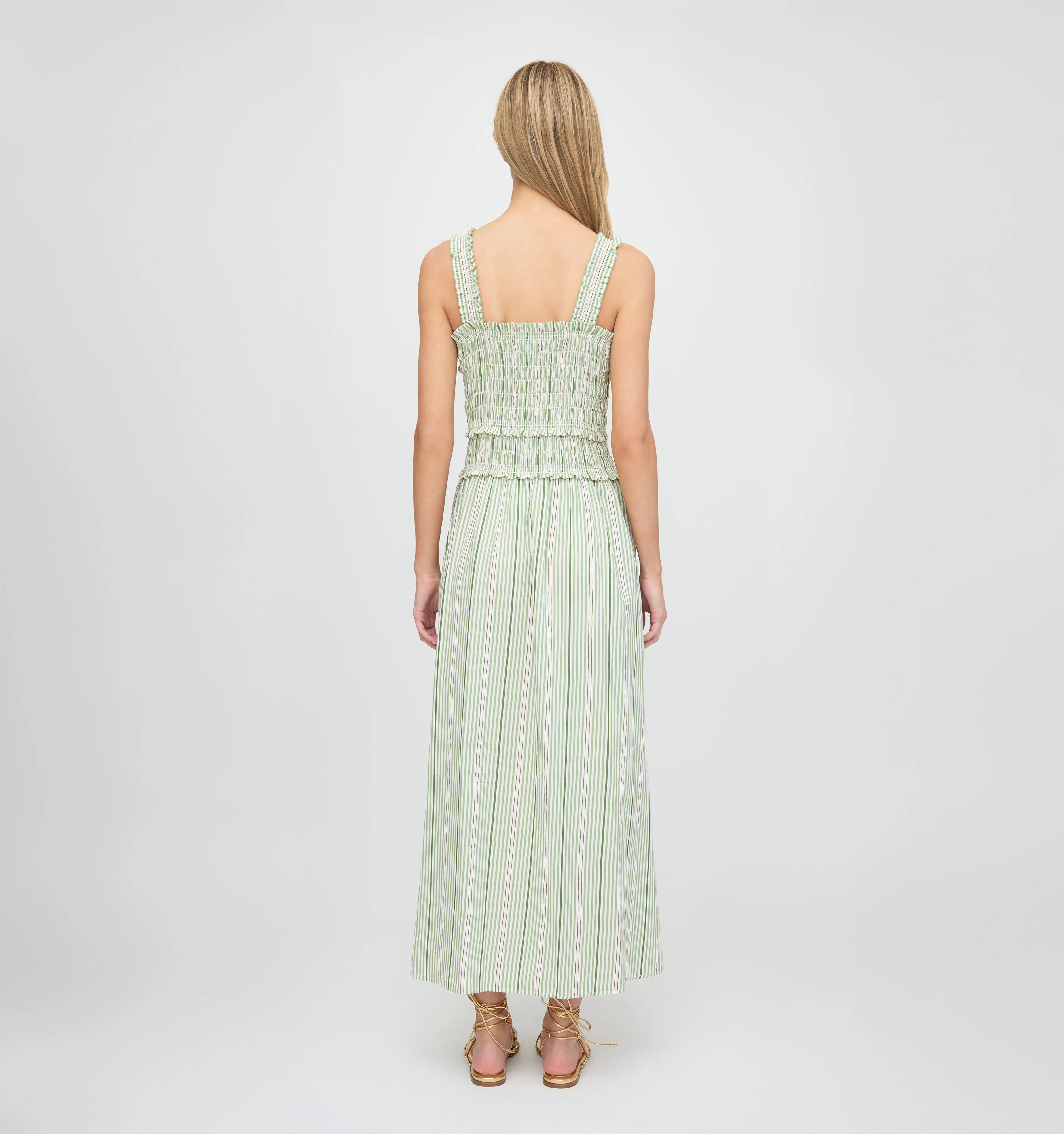 The Azalea Maxi Nap Dress - Green Jacquard Stripe - Image 4