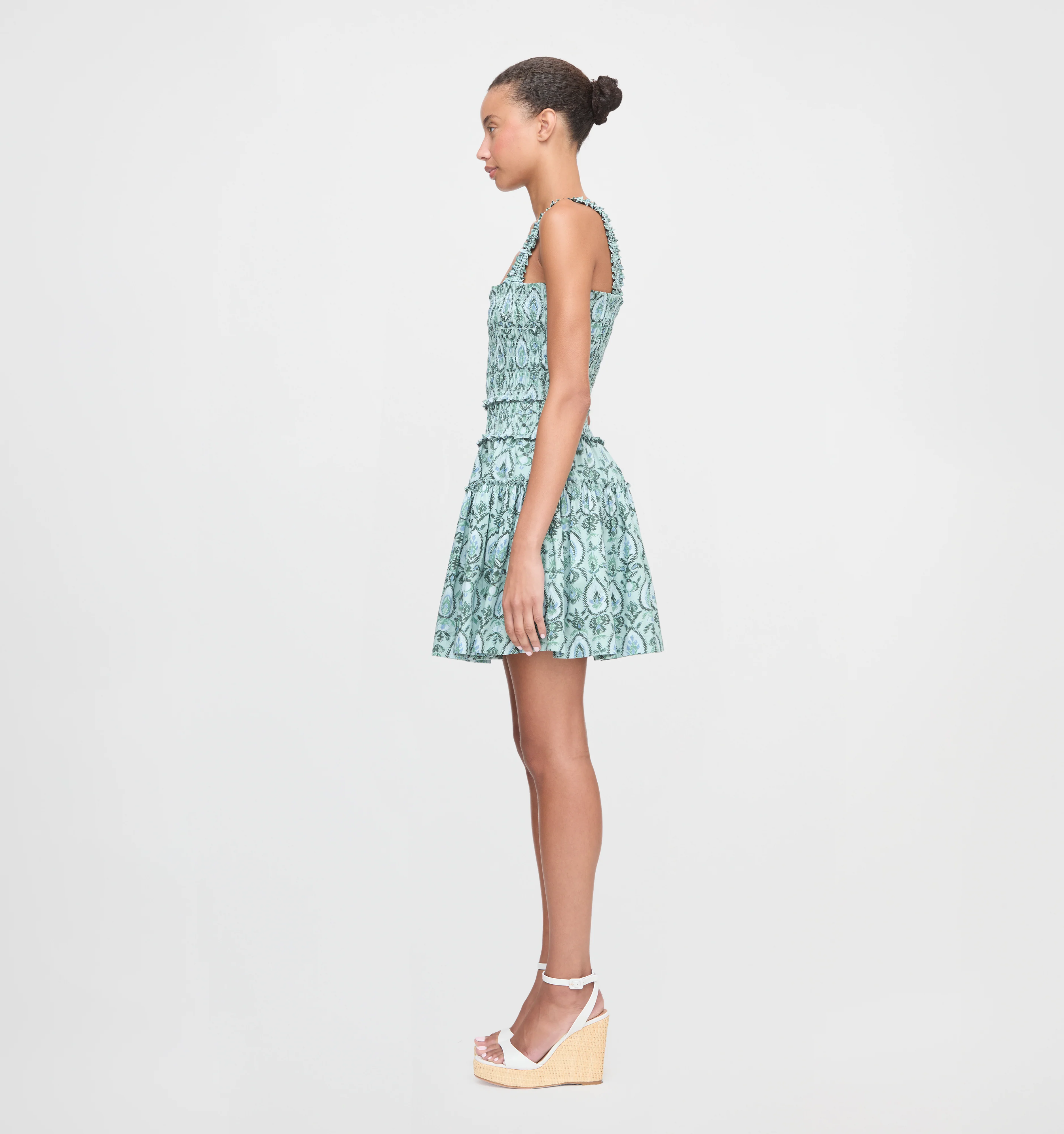 The Azalea Mini Nap Dress - Green Palm Ikat - Image 3