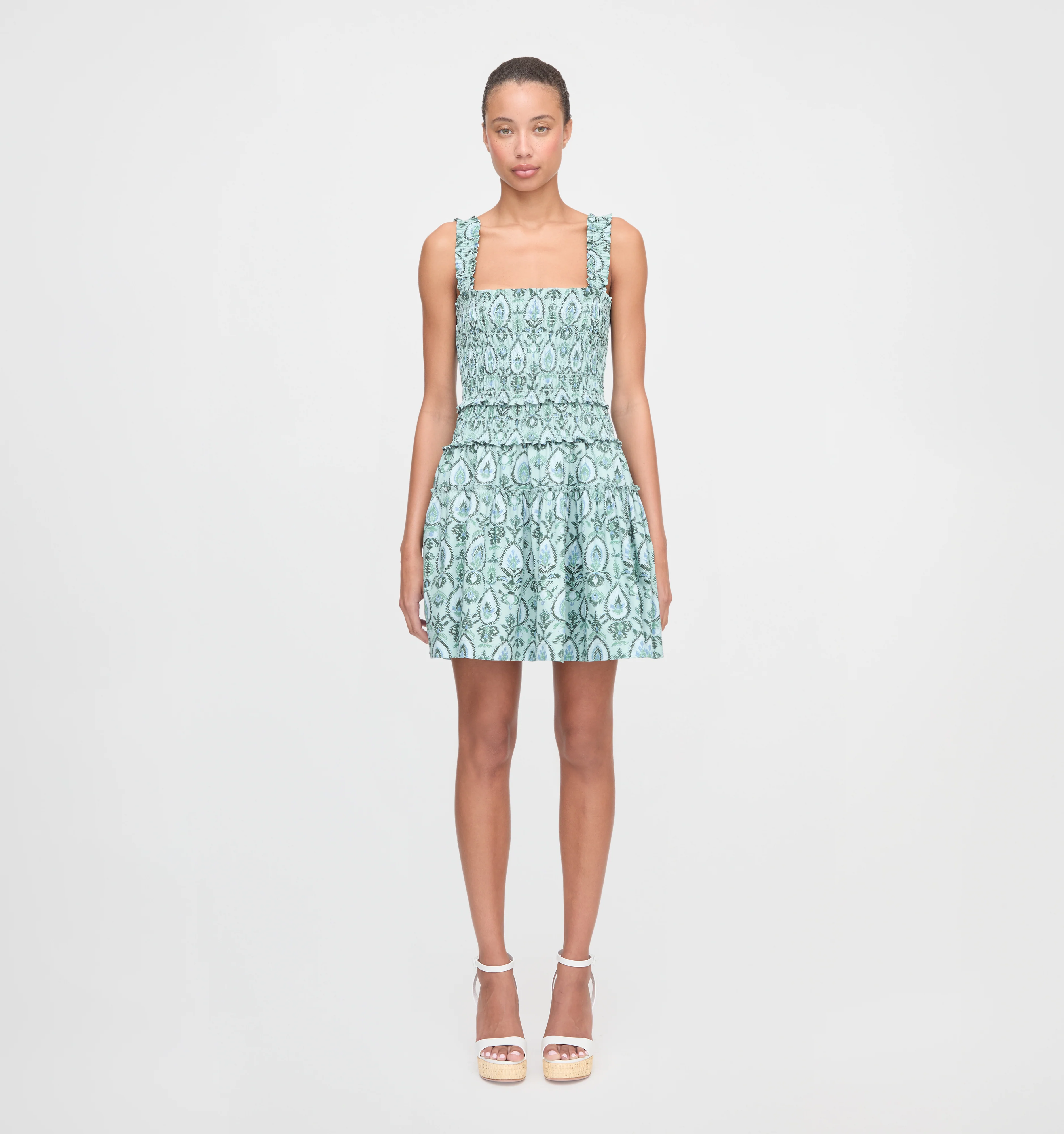 The Azalea Mini Nap Dress - Green Palm Ikat - Image 4