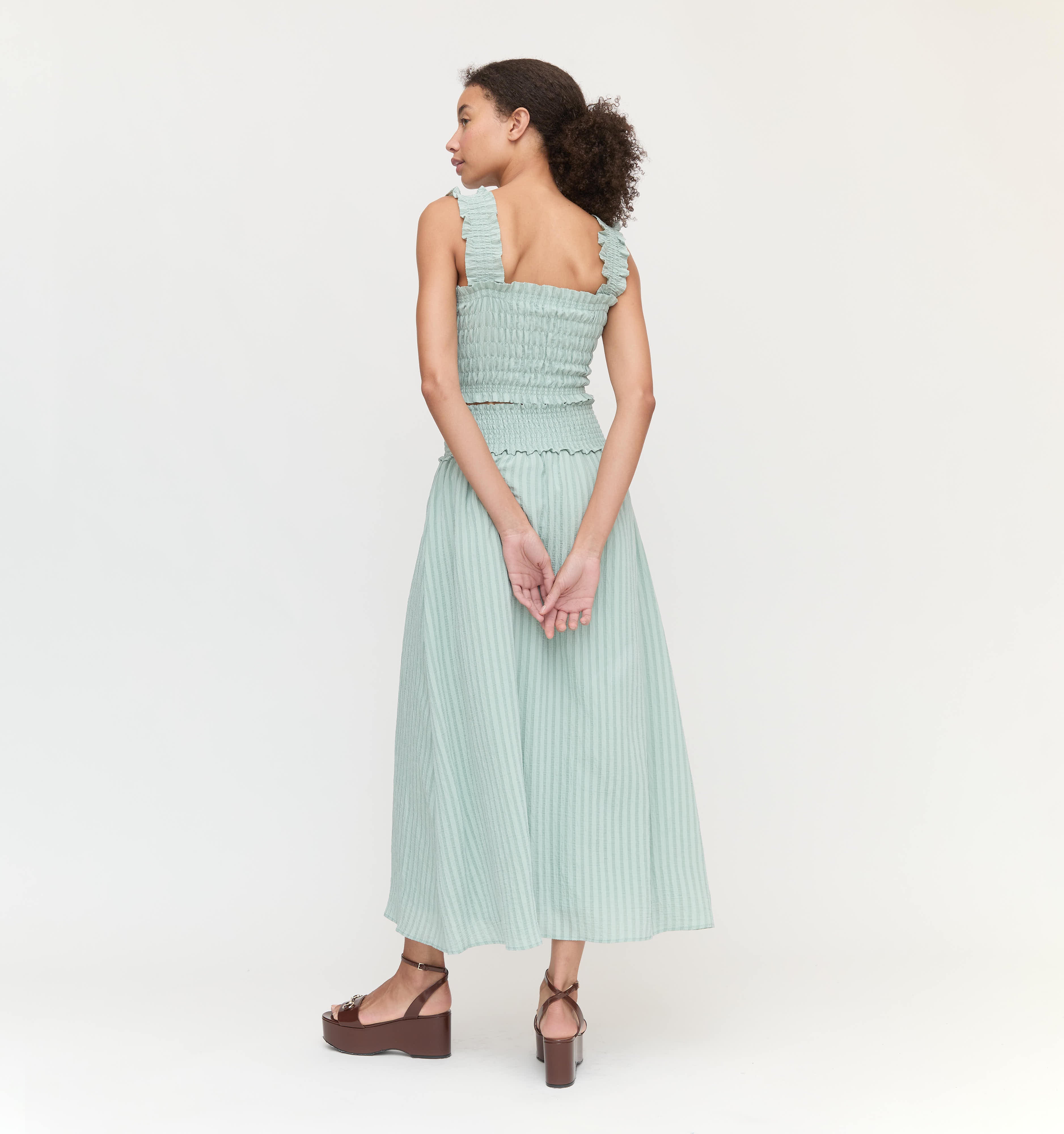 The Azalea Nap Top - Sage Green Tonal Seersucker - Image 4