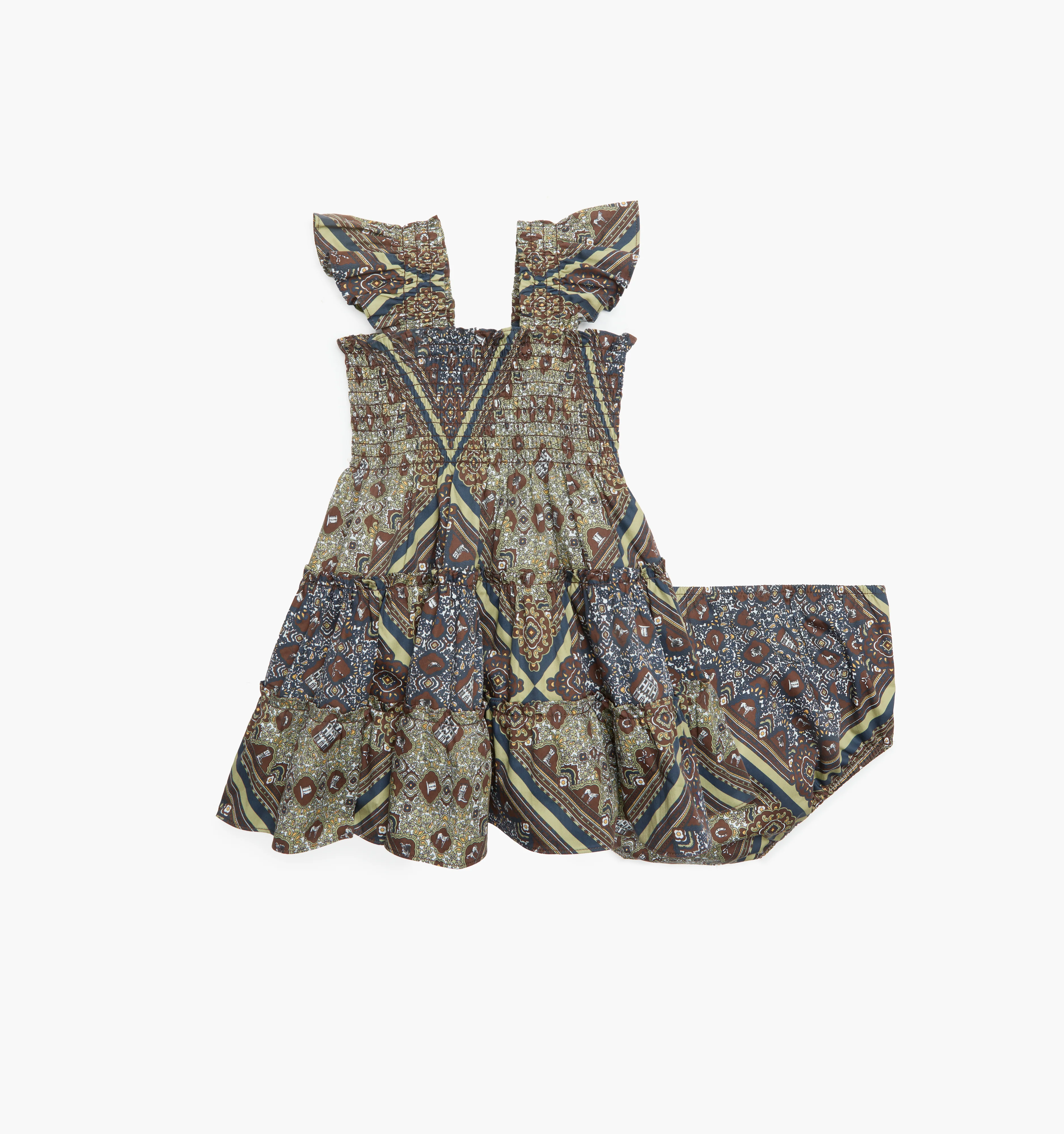 The Baby Ellie Nap Dress - Olive Equestrian Scarf