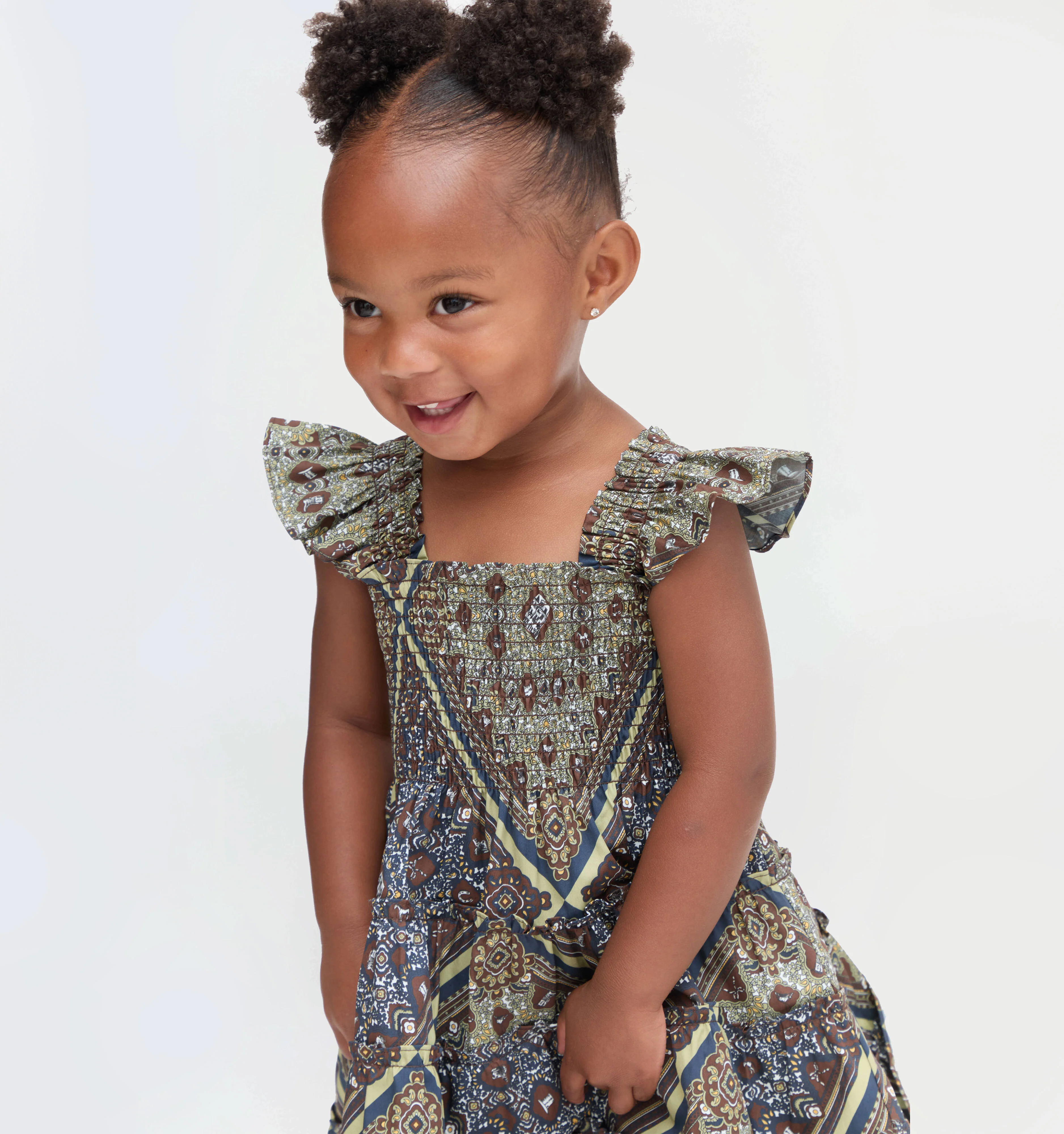 The Baby Ellie Nap Dress - Olive Equestrian Scarf - Image 3