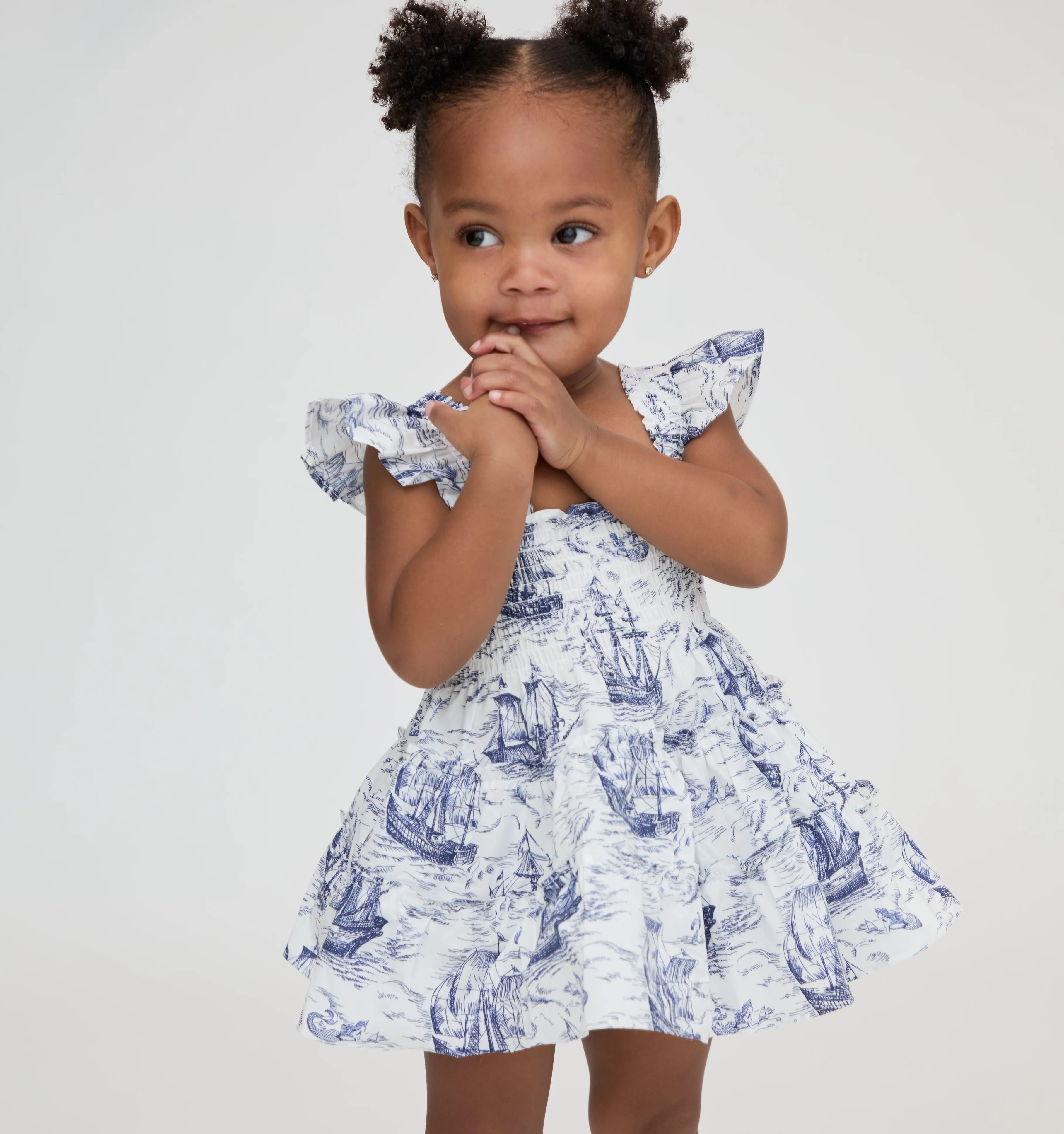 The Baby Ellie Nap Dress - Navy Mariner's Toile - Image 2