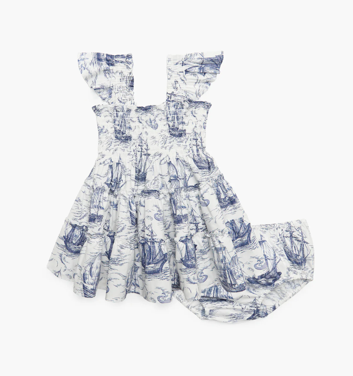 The Baby Ellie Nap Dress - Navy Mariner's Toile - Image 4