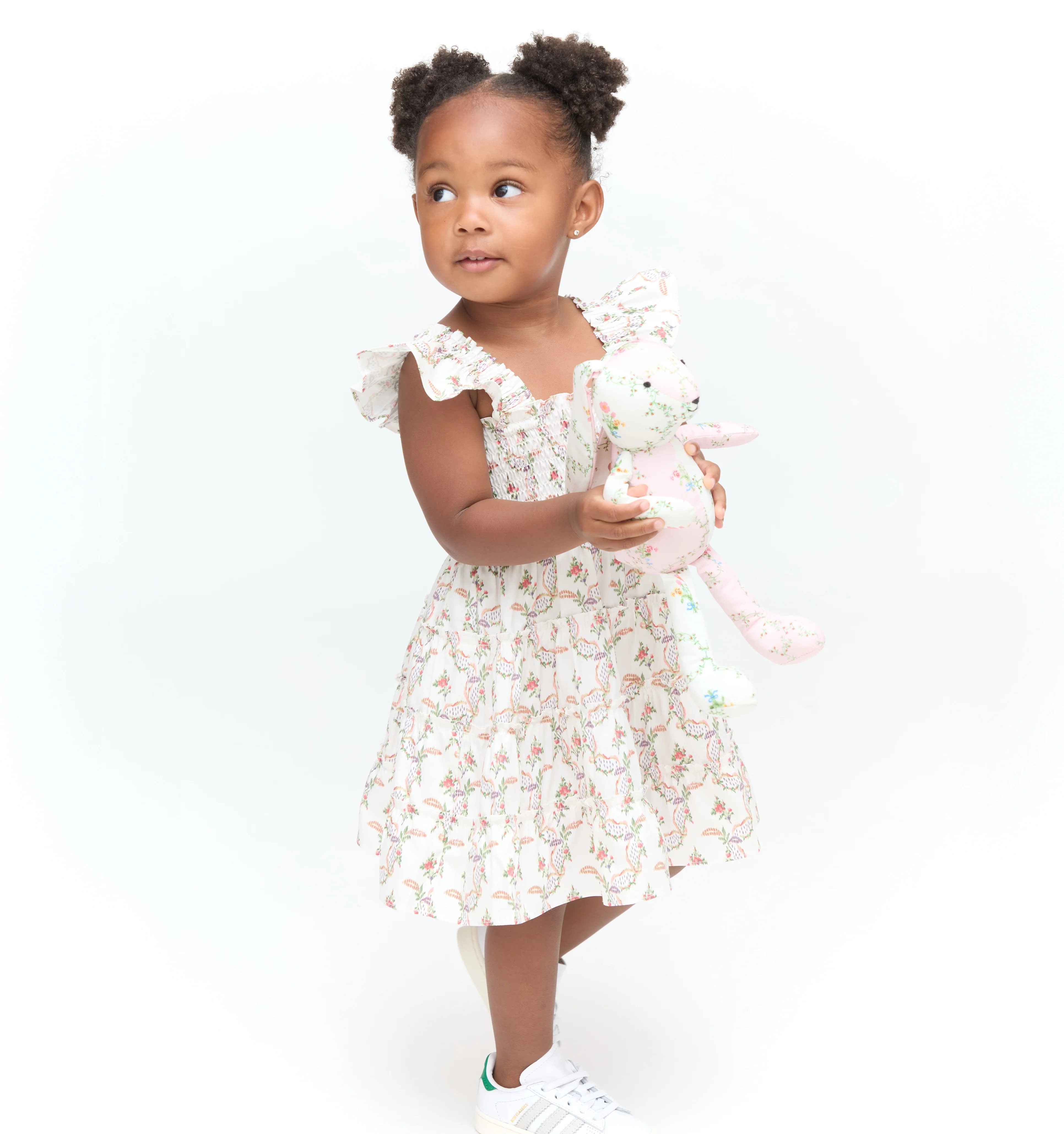 The Baby Ellie Nap Dress - Pink Ribbon Rose Ikat - Image 4