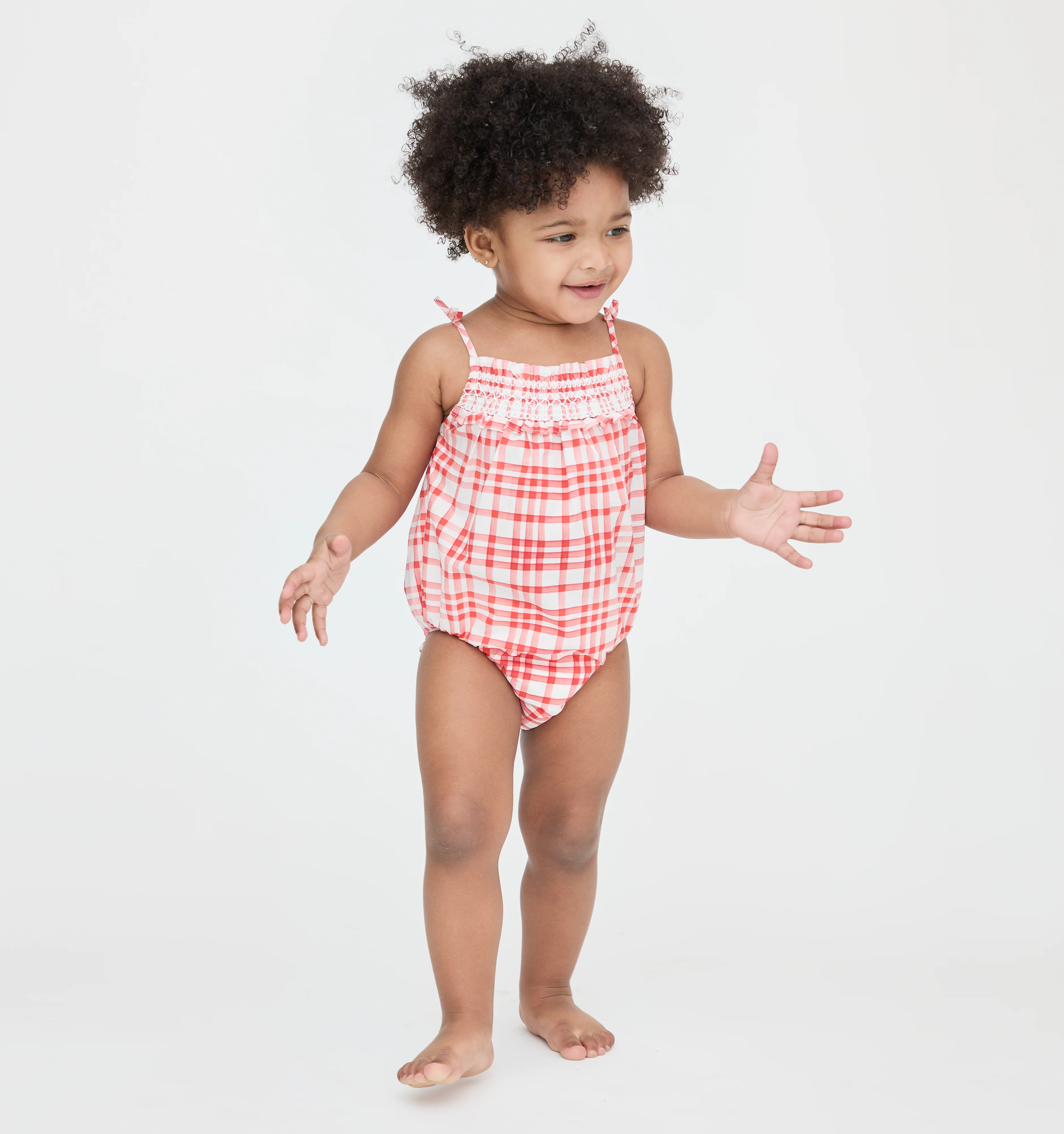The Baby Kendall Bubble - Cherry Watercolor Gingham - Image 2