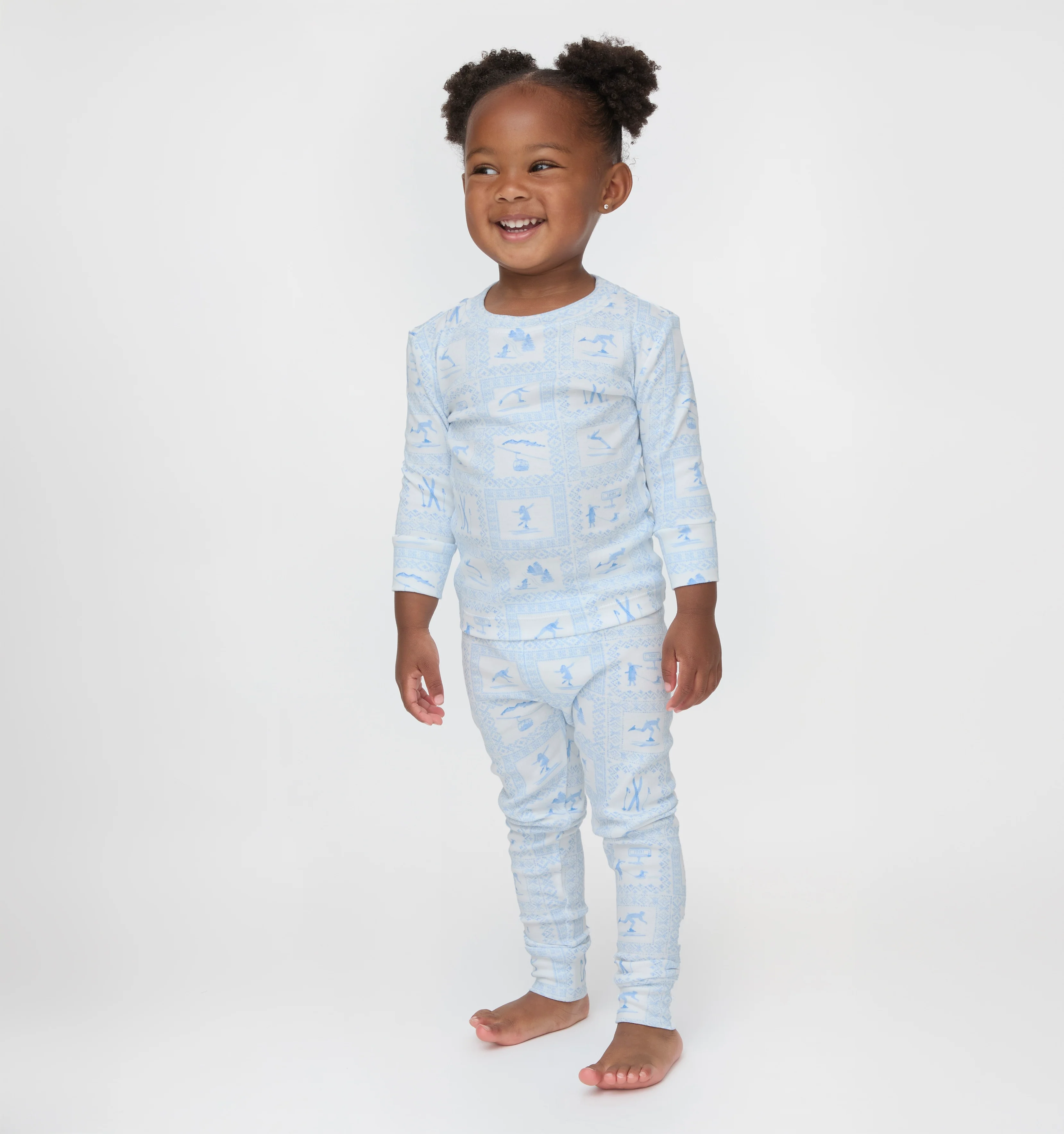 The Tiny Sully PJ Set - Blue Skiers Toile - Image 2
