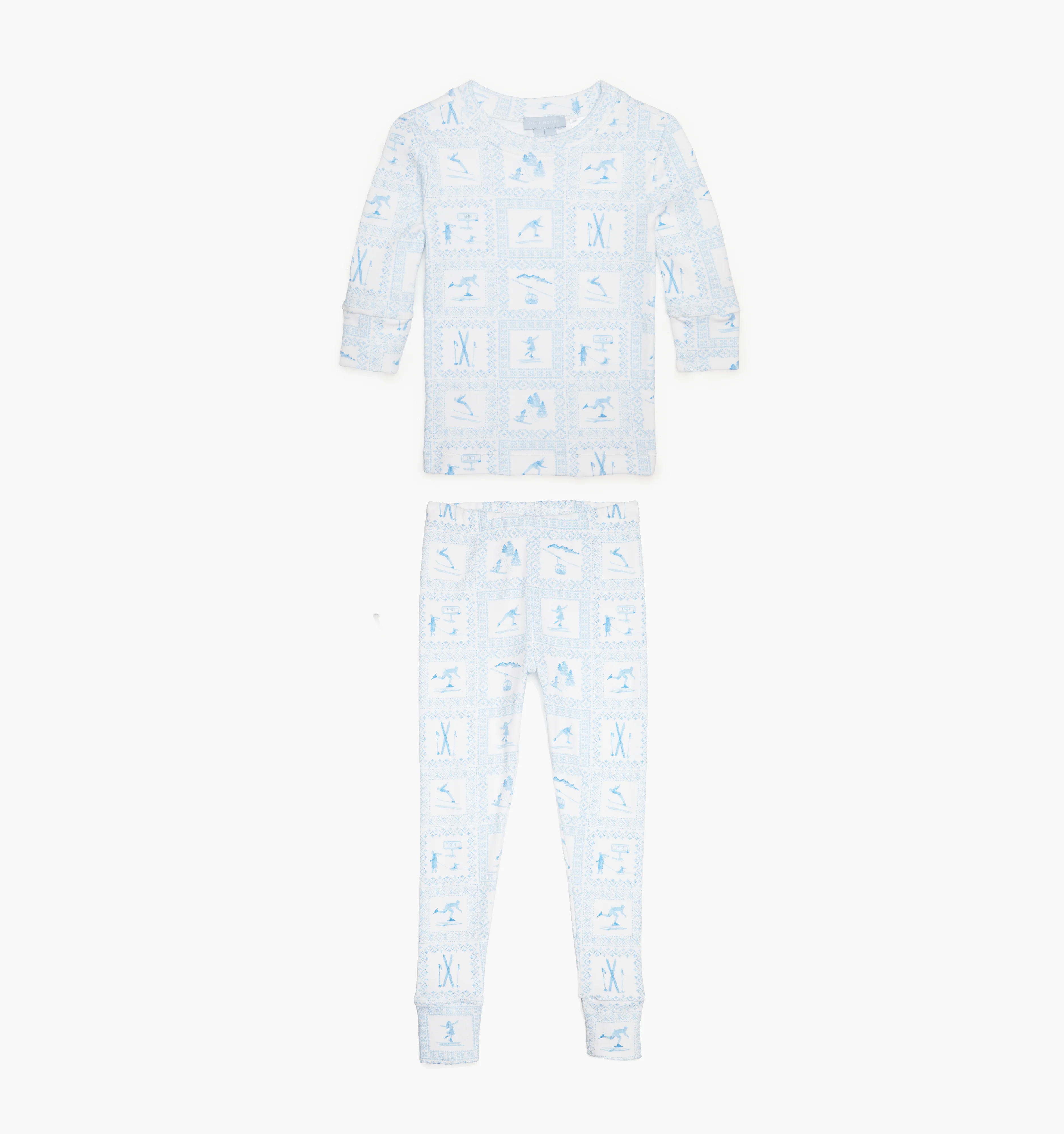 The Tiny Sully PJ Set - Blue Skiers Toile - Image 4