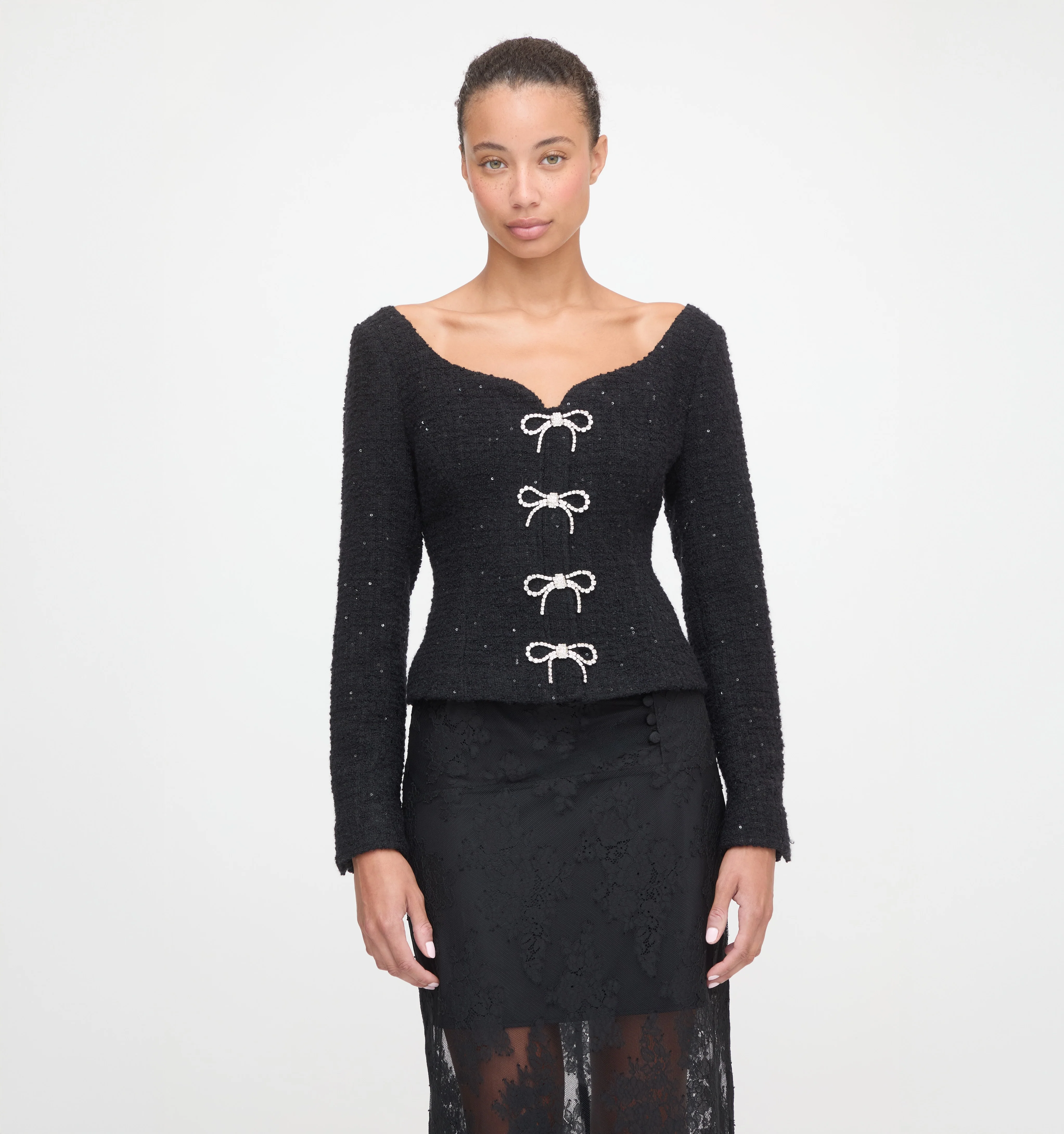 The Bec Jacket - Black Sequin Tweed