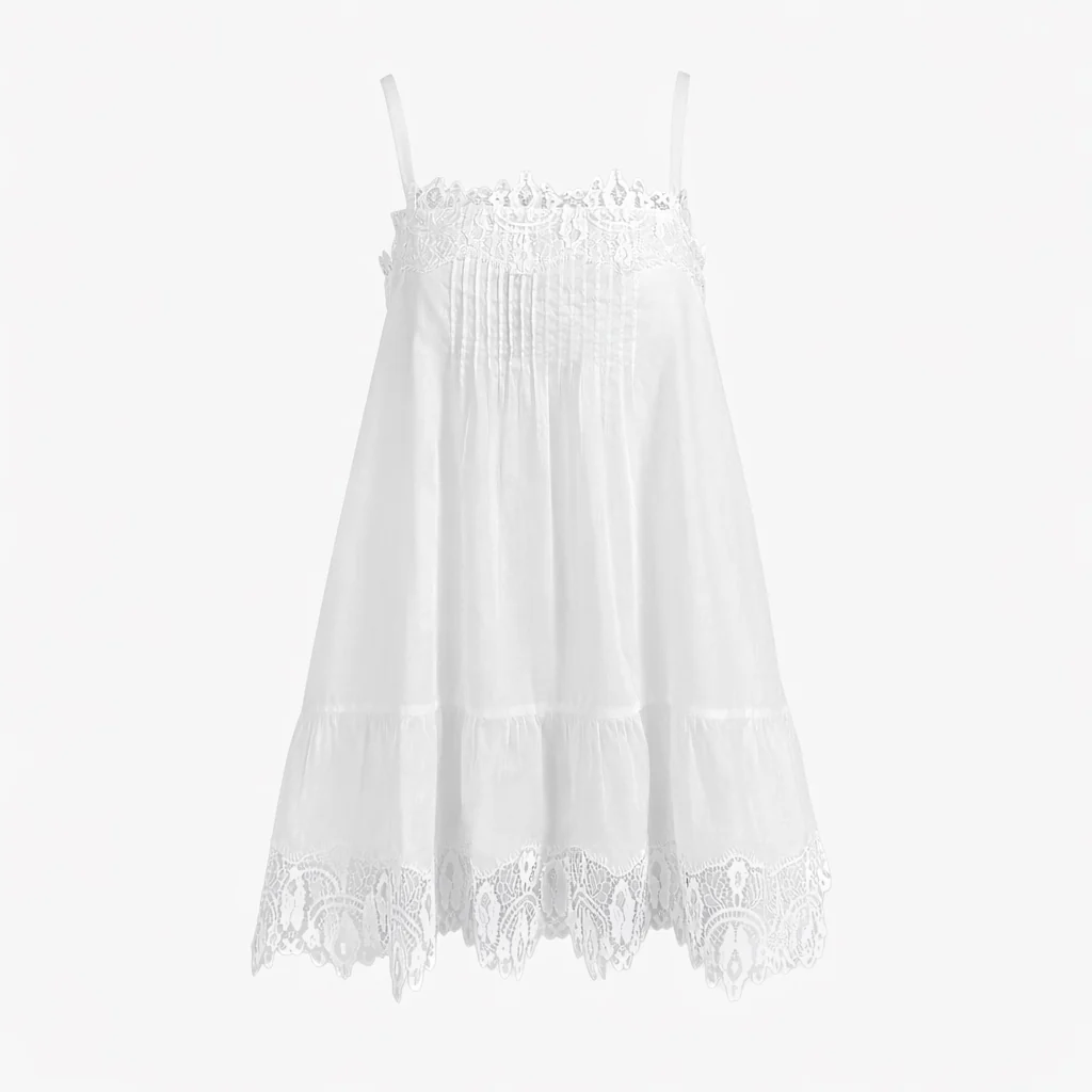 The Bexley Dress - White Voile with Lace Trim - Image 6