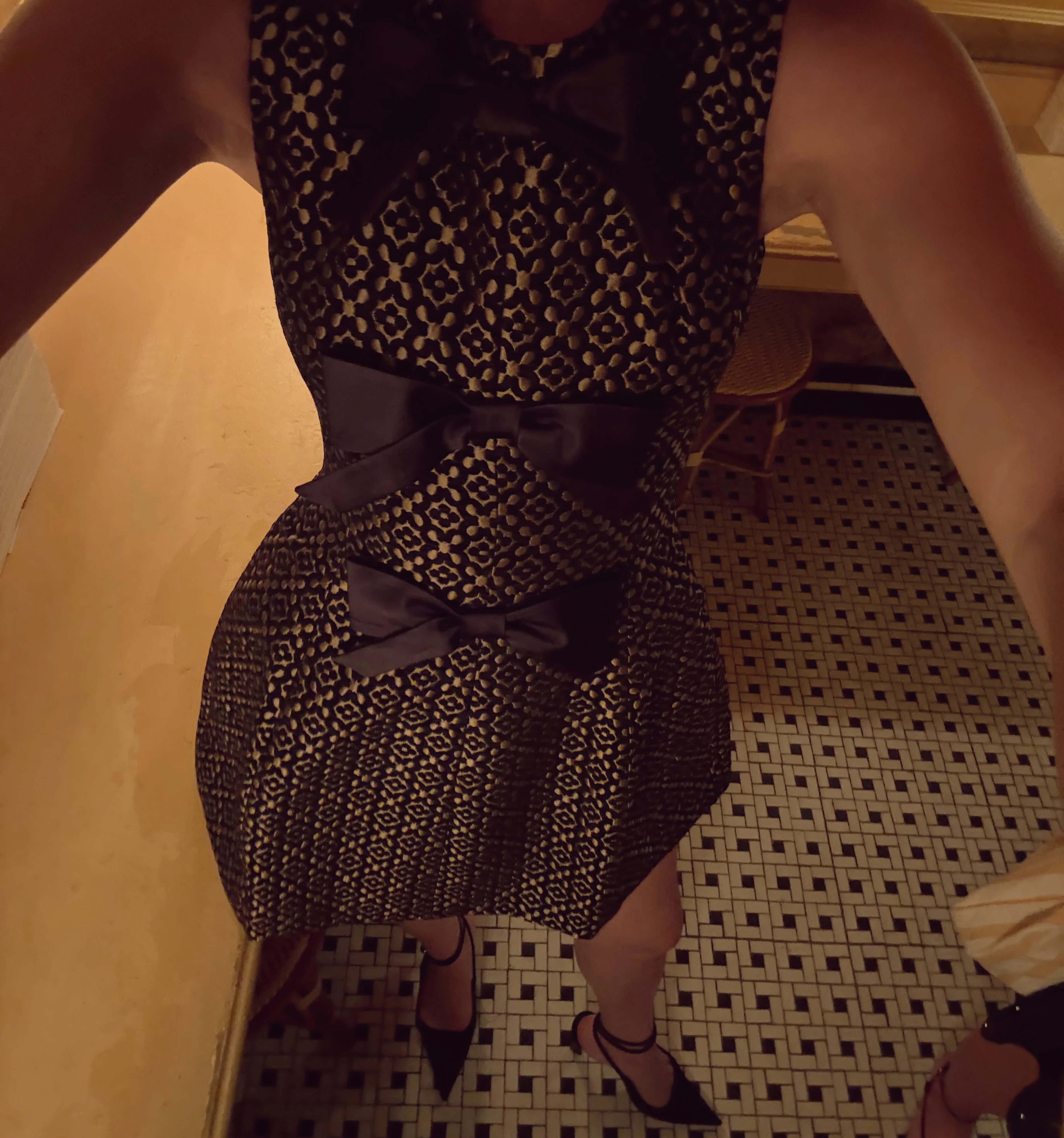 The Blythe Bow Dress - Metallic Brocade - Image 7