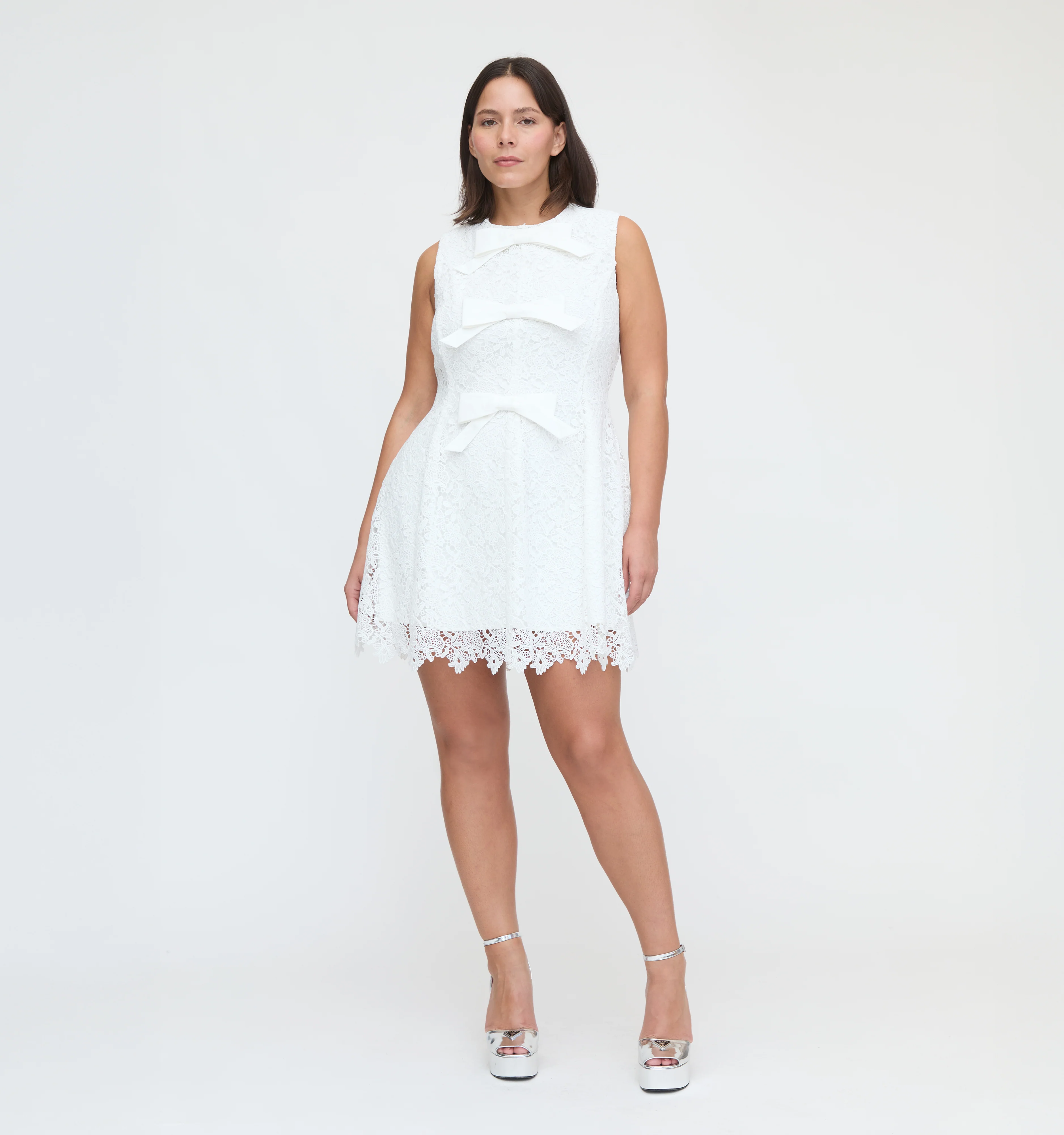 The Blythe Bow Dress - White Lace - Image 4