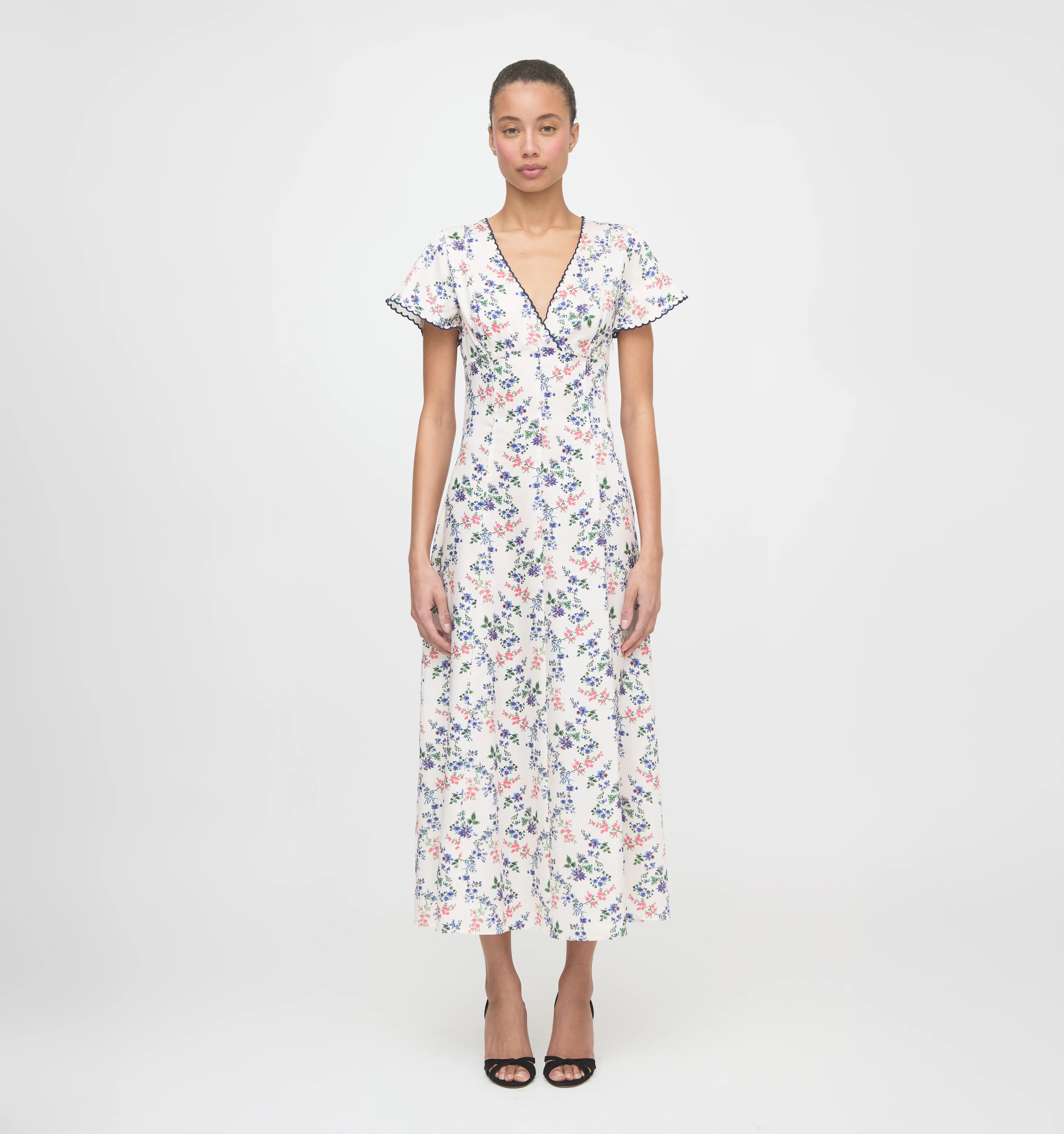 The Brie Dress - Scallop Bow Chintz Pink