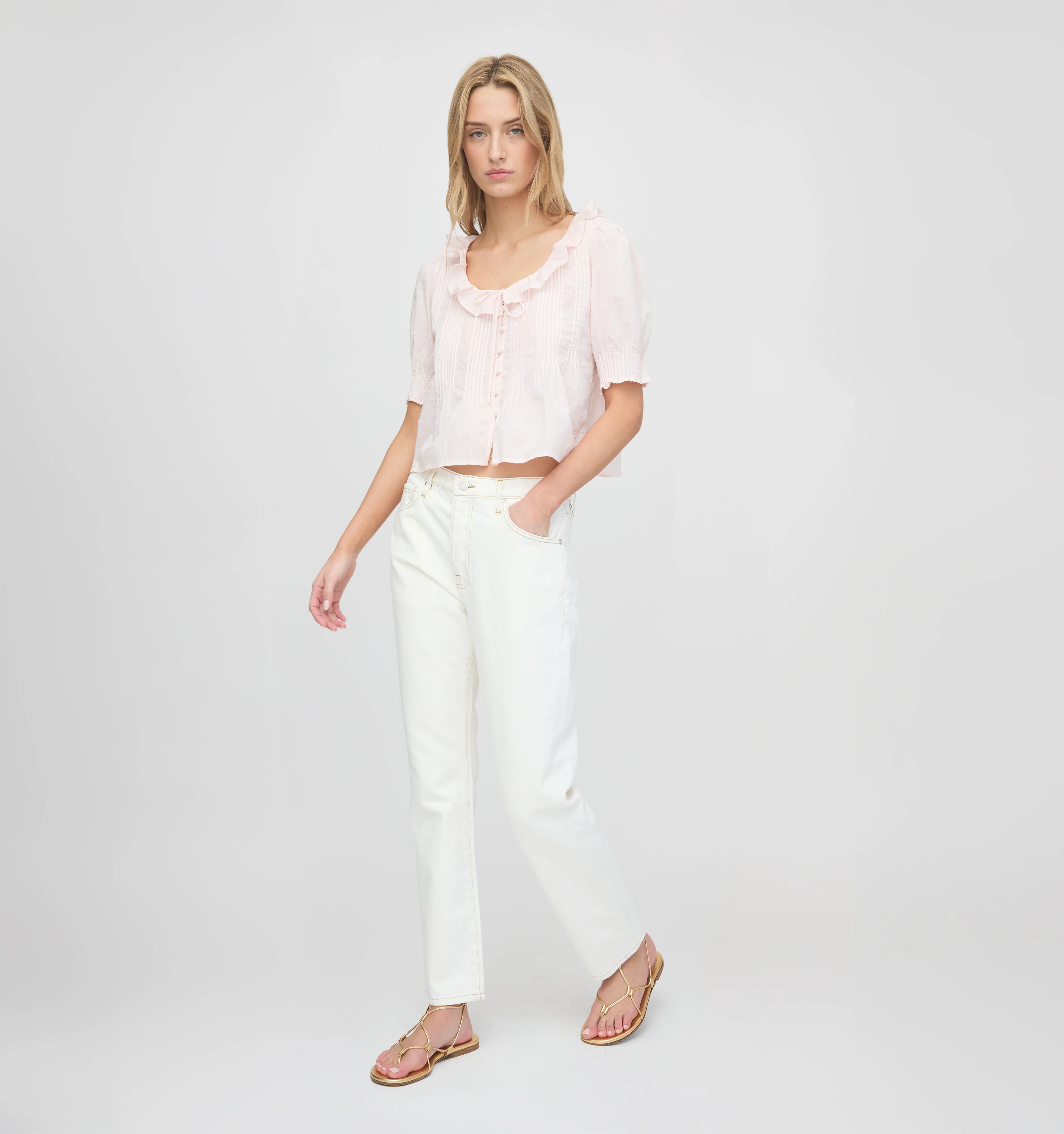 The Camri Top - Powder Pink Swiss Dot - Image 3