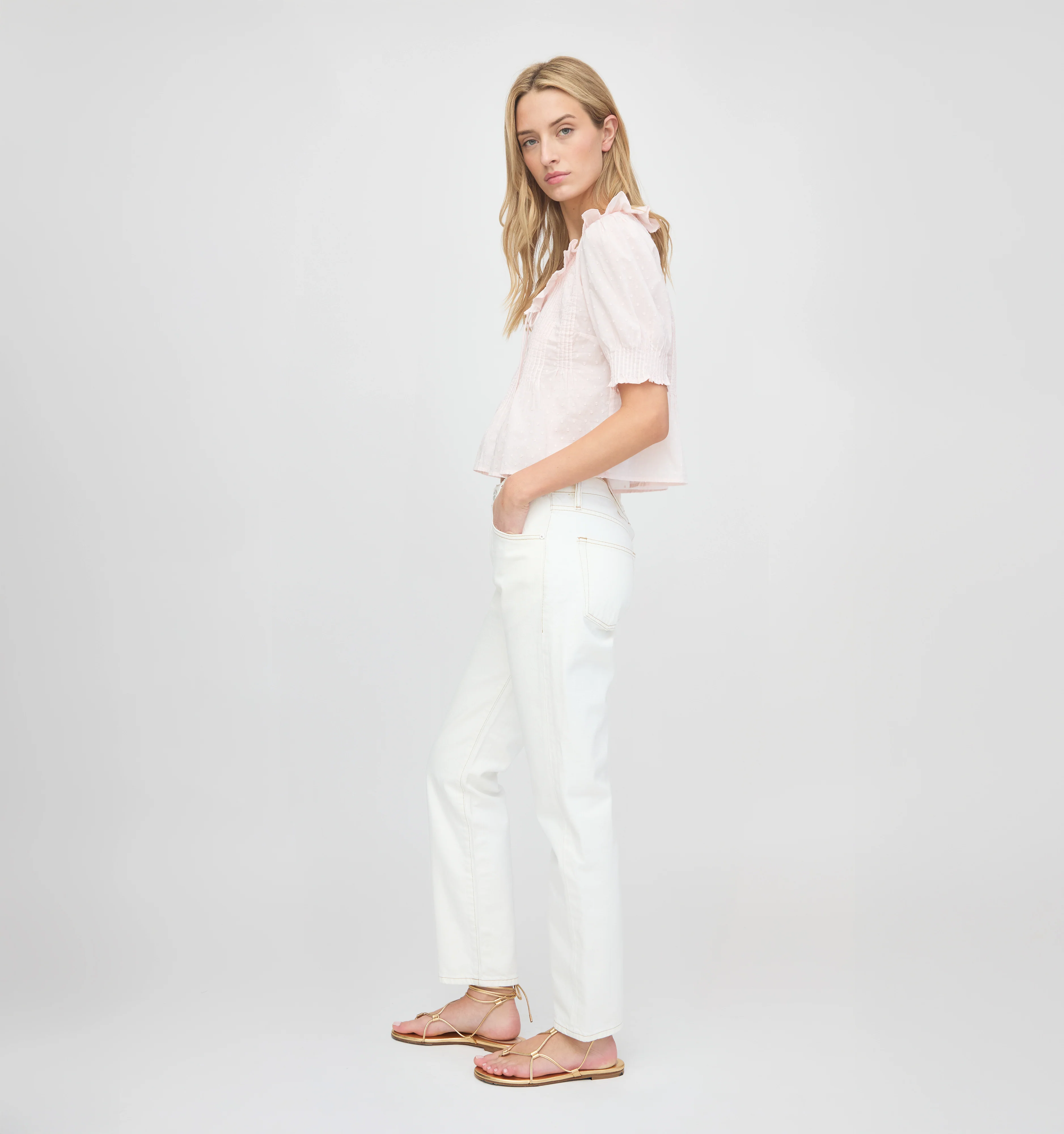 The Camri Top - Powder Pink Swiss Dot - Image 4