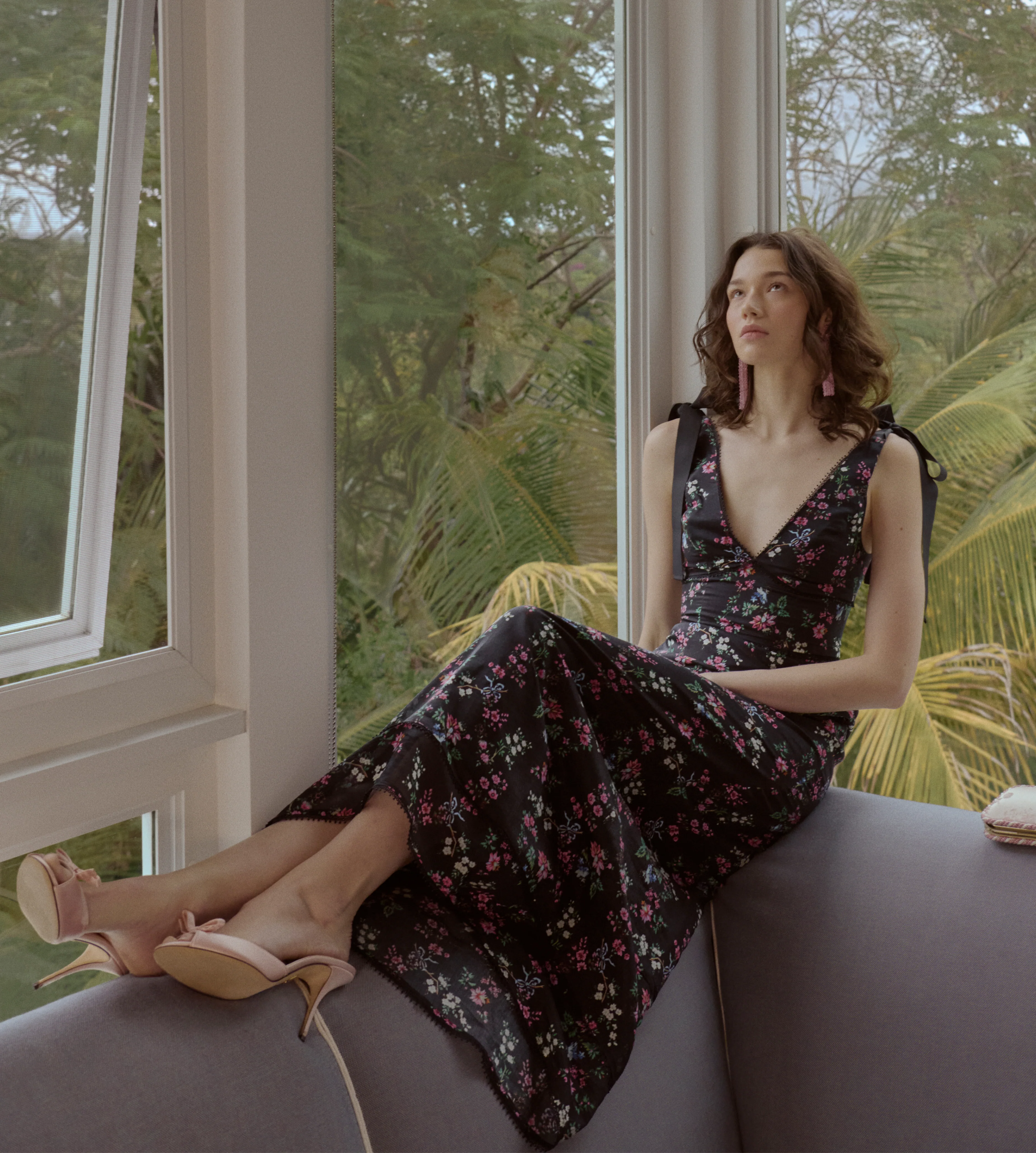 The Cassie Dress - Navy Scallop Bow Chintz - Image 2