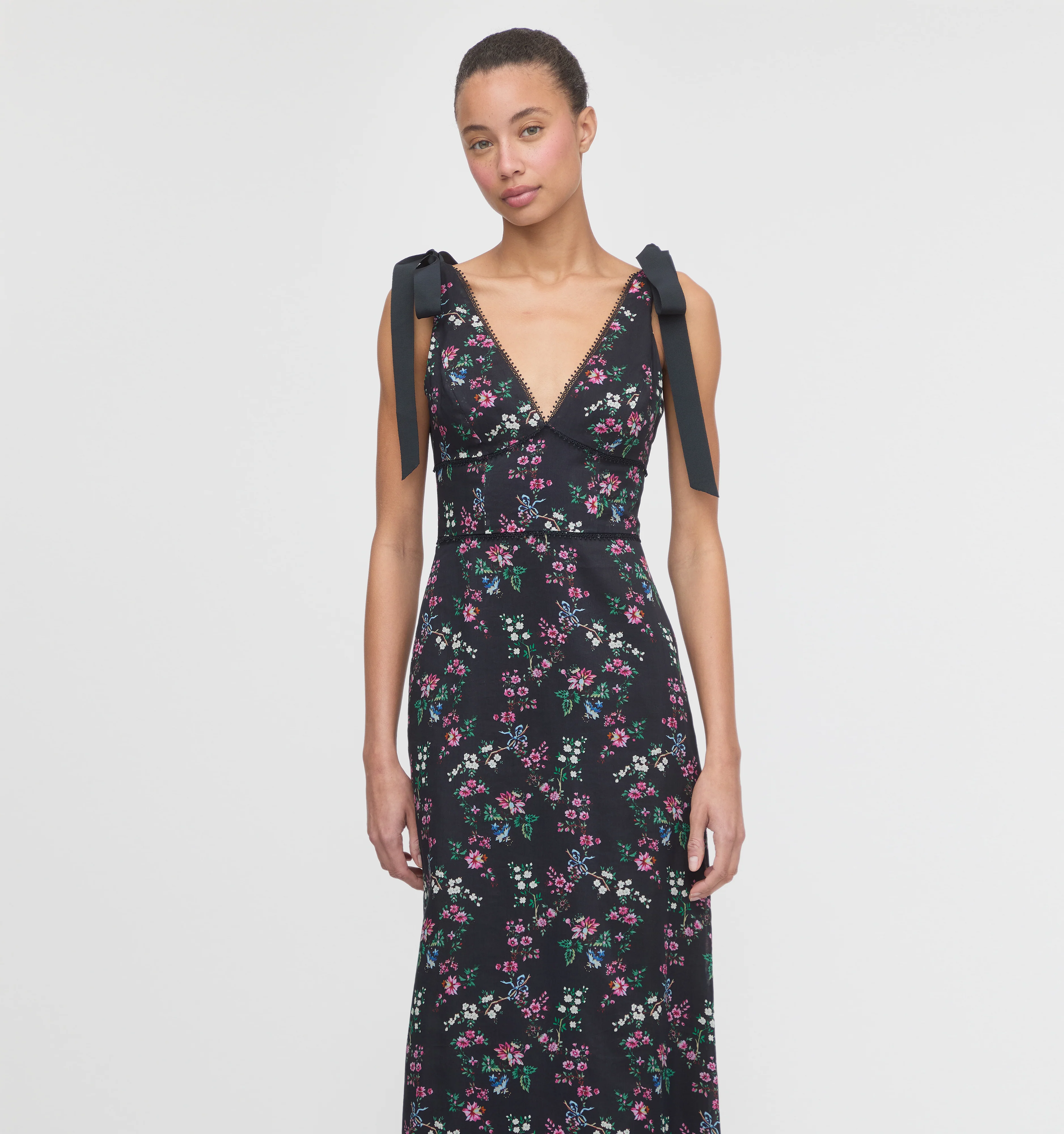 The Cassie Dress - Navy Scallop Bow Chintz - Image 3