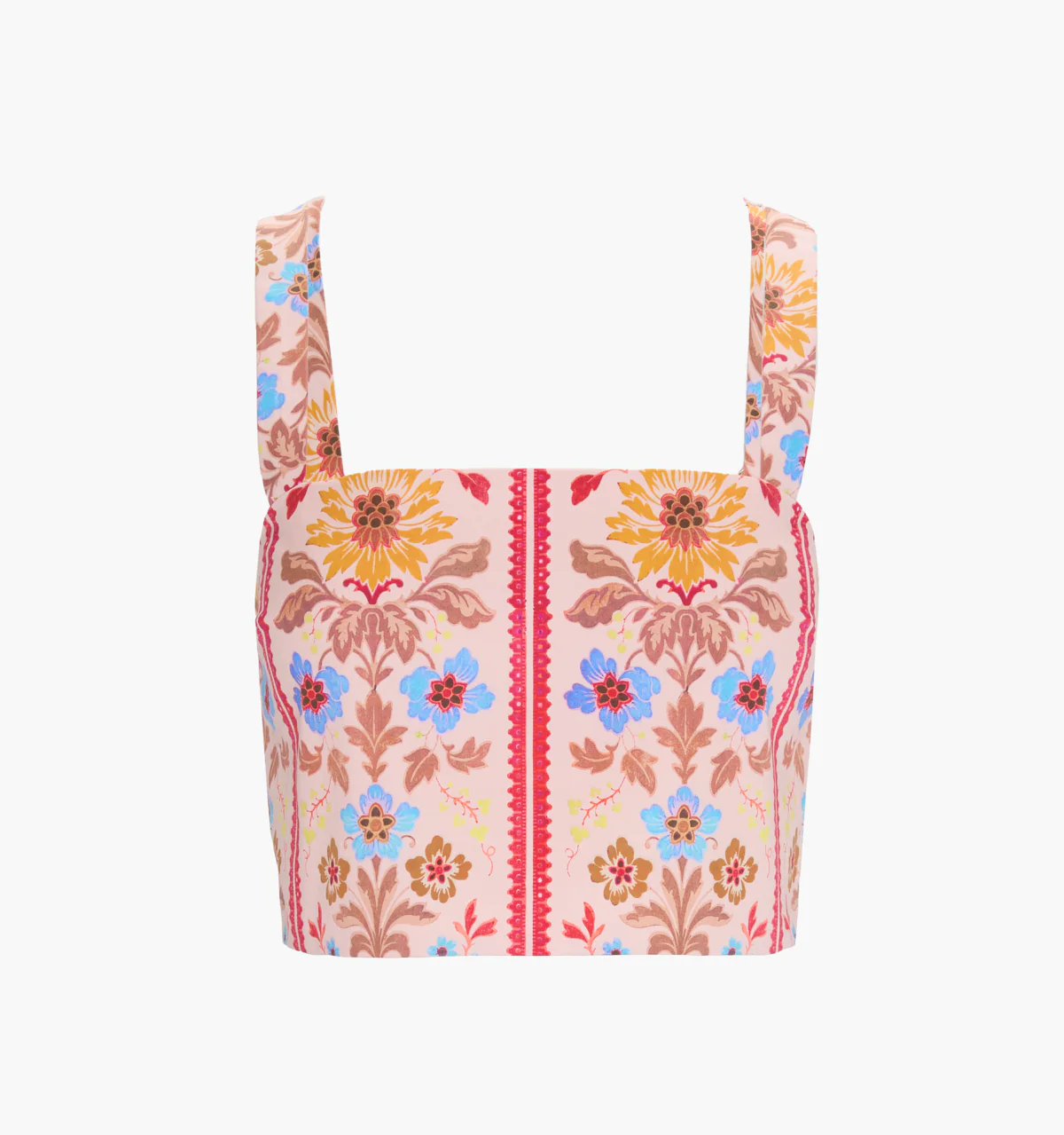 The Clara Crop Top - Pink Floral Block Stripe - Image 7