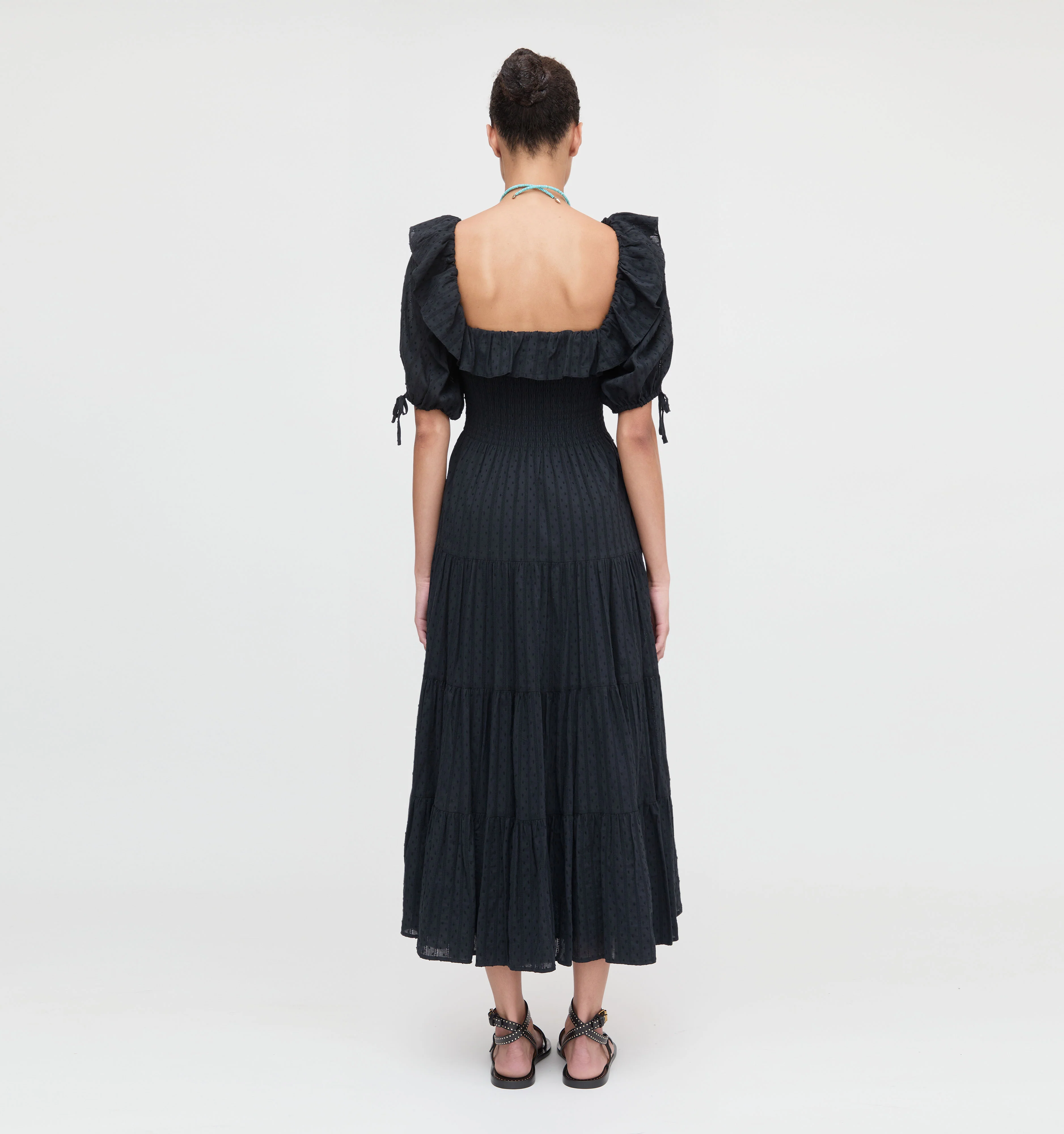 The Corinne Nap Dress - Black Linear Swiss Dot - Image 4