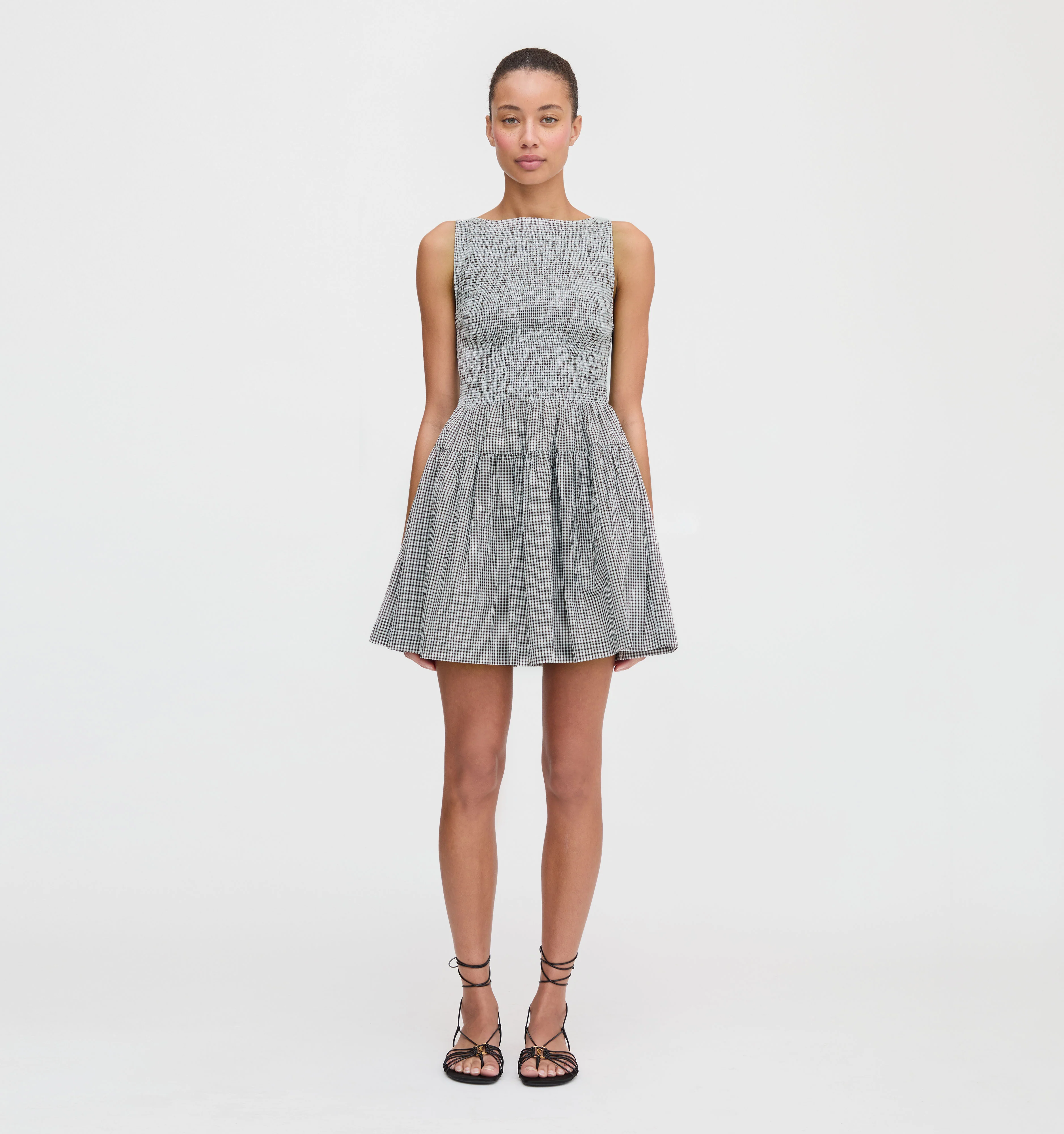 The Cosima Mini Nap Dress - Black/Sand Gingham