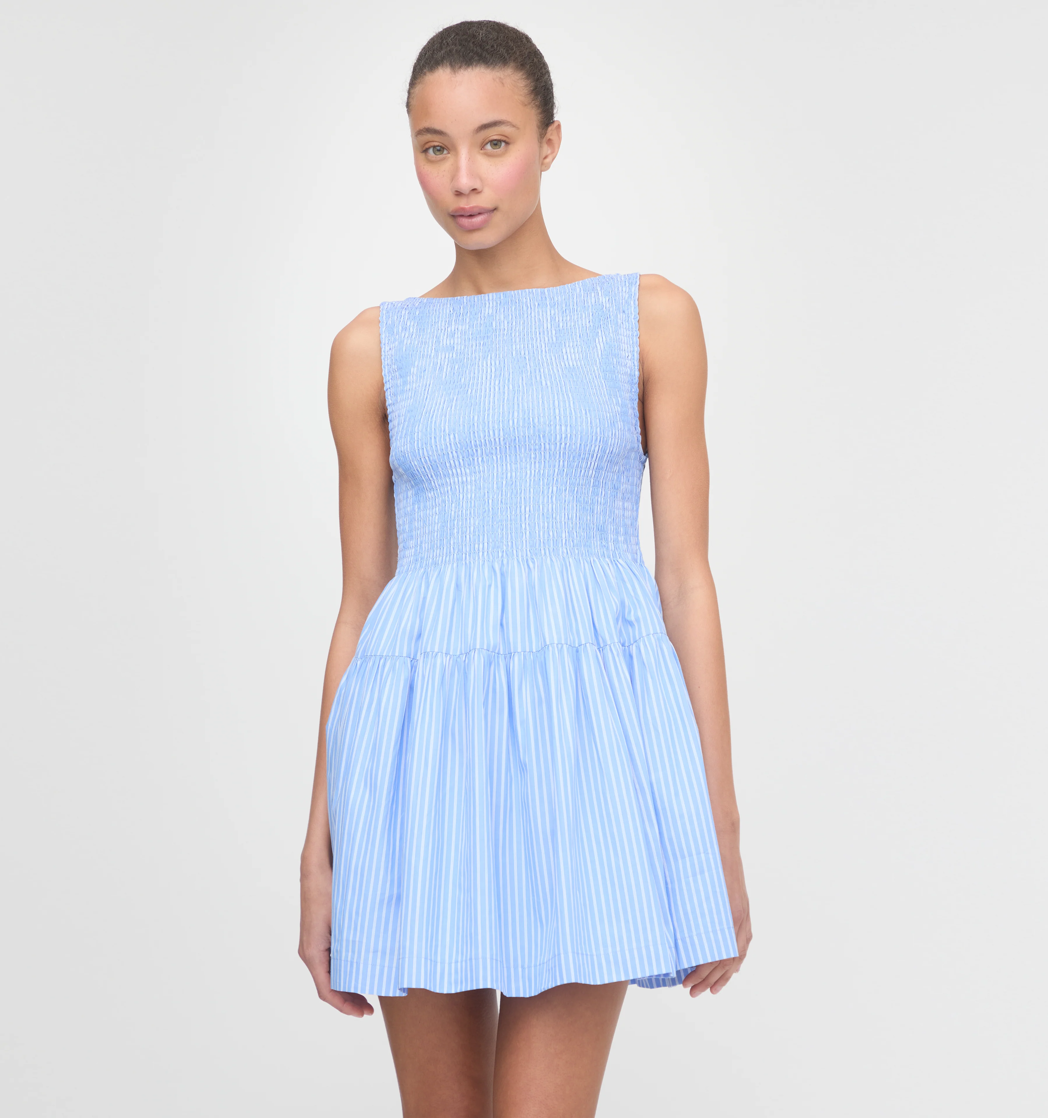 The Cosima Mini Nap Dress - Blue Stripe - Image 2