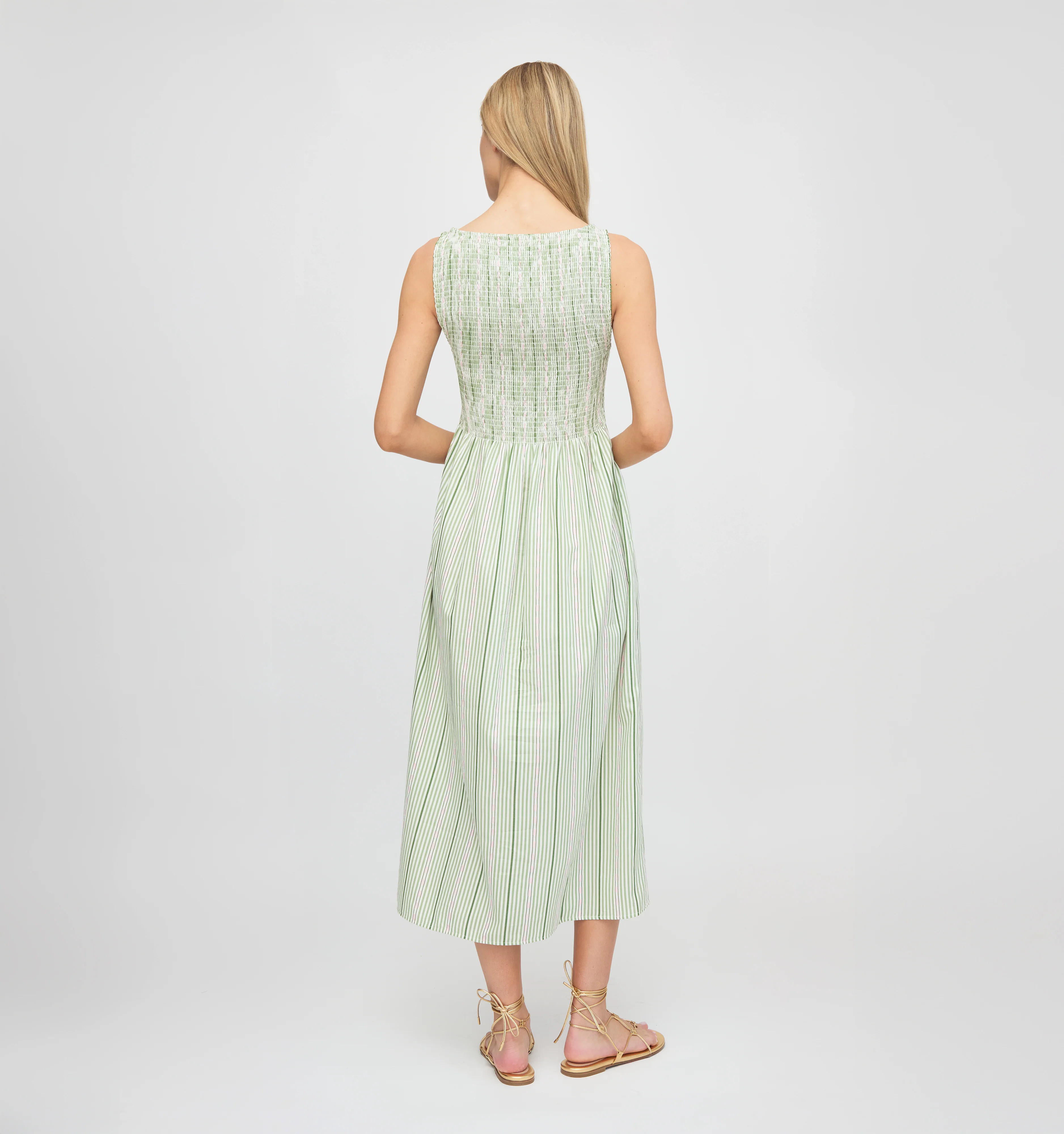 The Cosima Nap Dress - Green Jacquard Stripe - Image 5