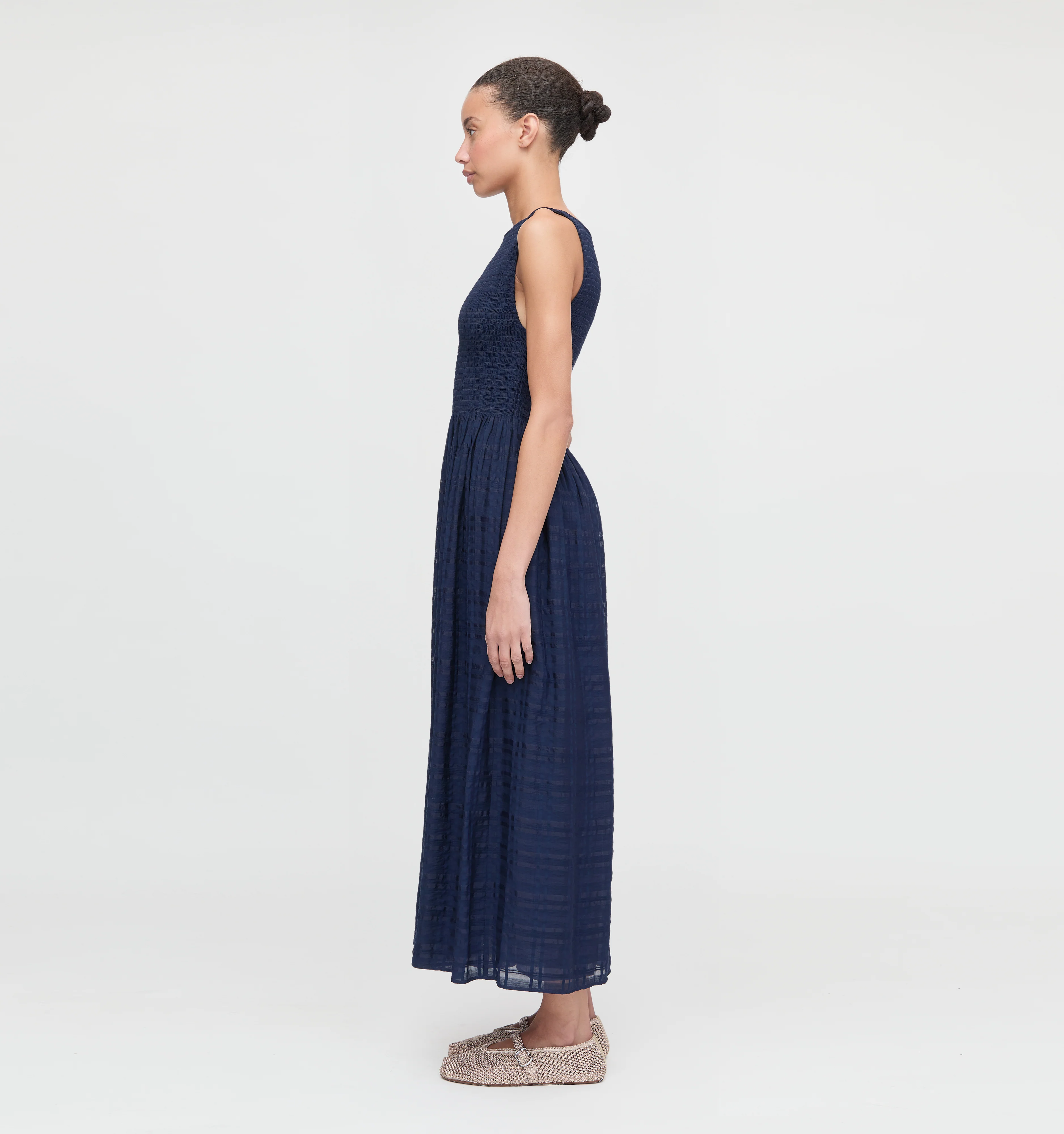 The Cosima Nap Dress - Navy Sheer Plaid - Image 3