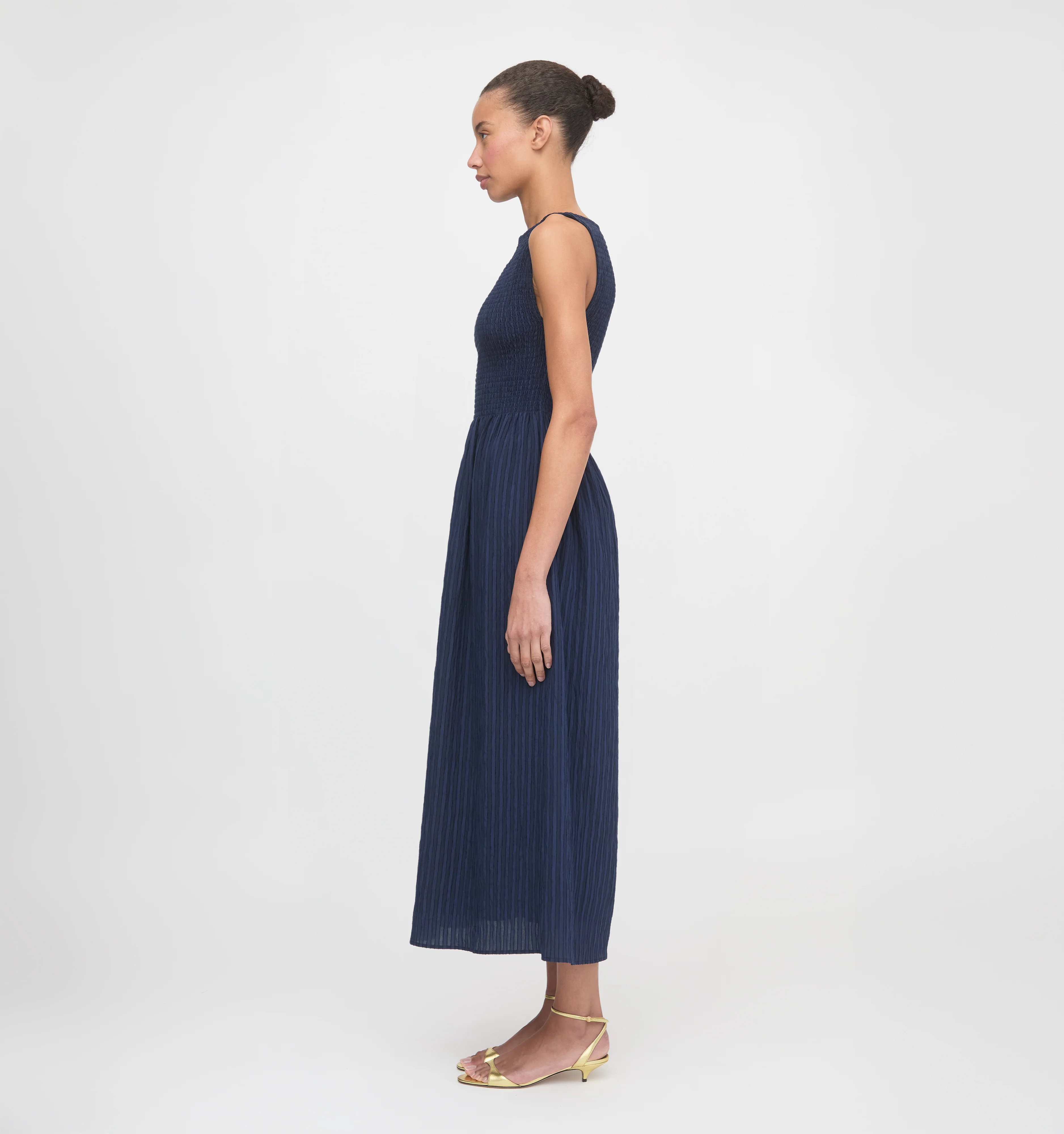 The Cosima Nap Dress - Navy Tonal Seersucker - Image 3