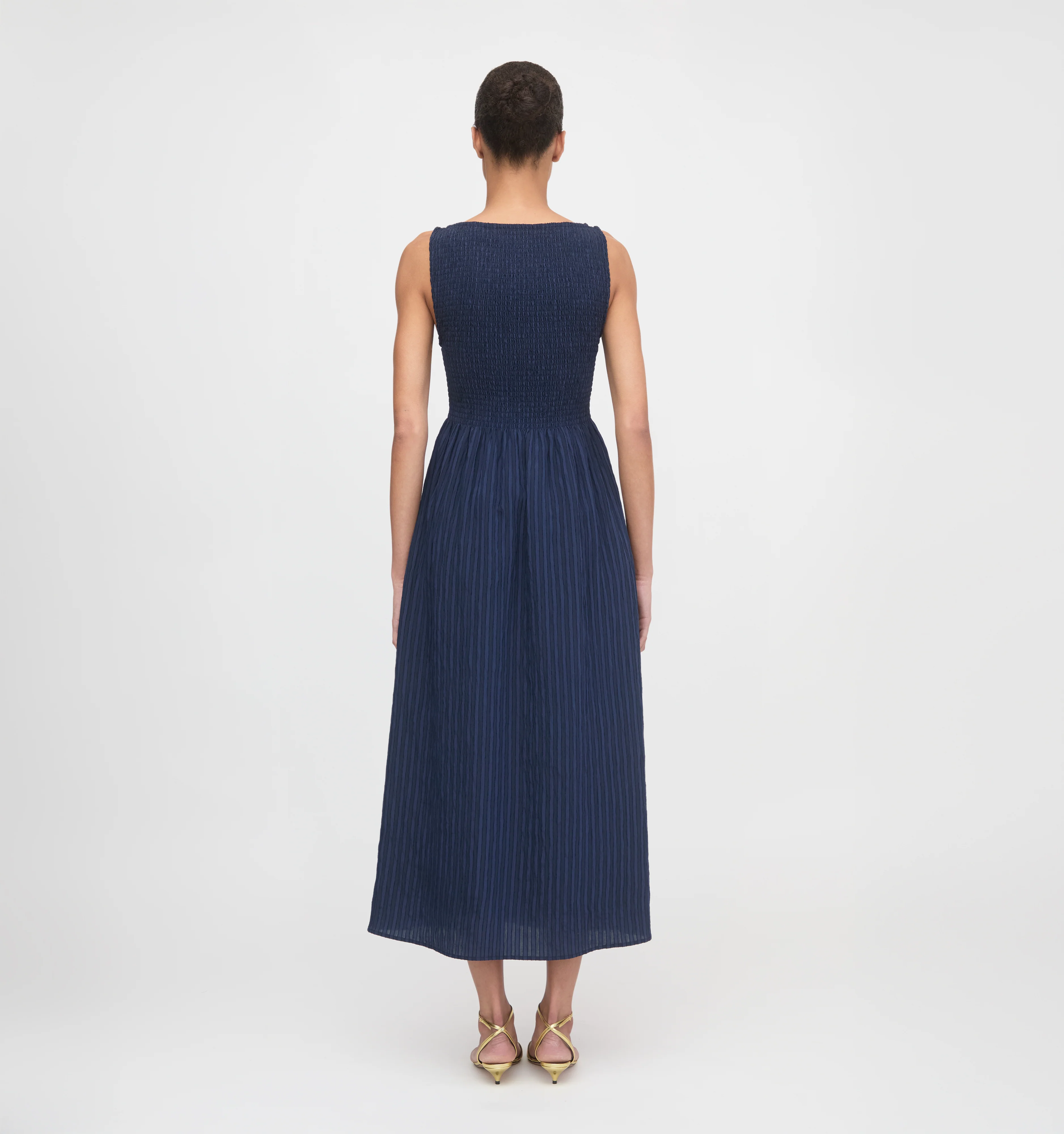 The Cosima Nap Dress - Navy Tonal Seersucker - Image 4