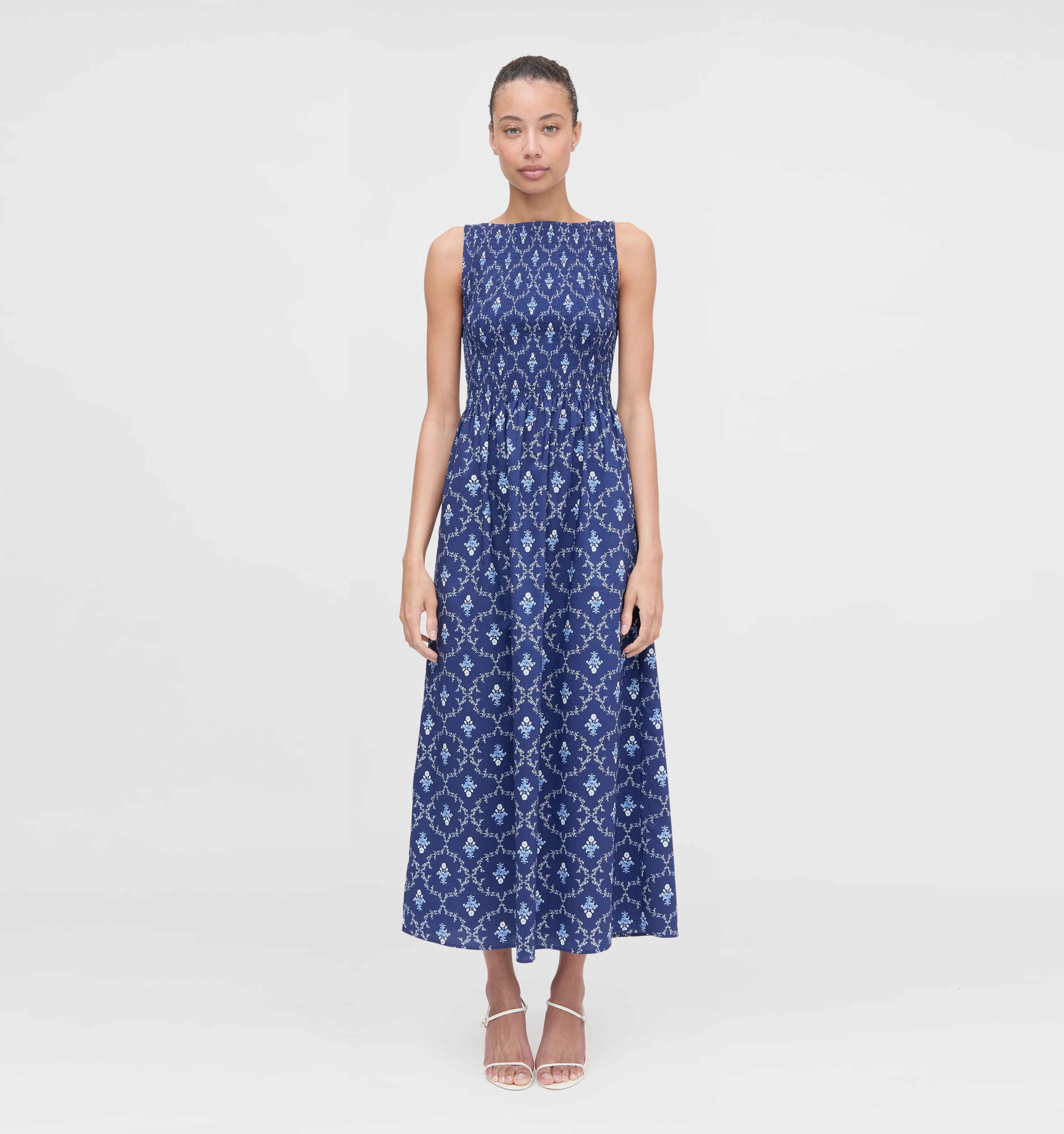 The Cosima Nap Dress - Navy Trellis - Image 4