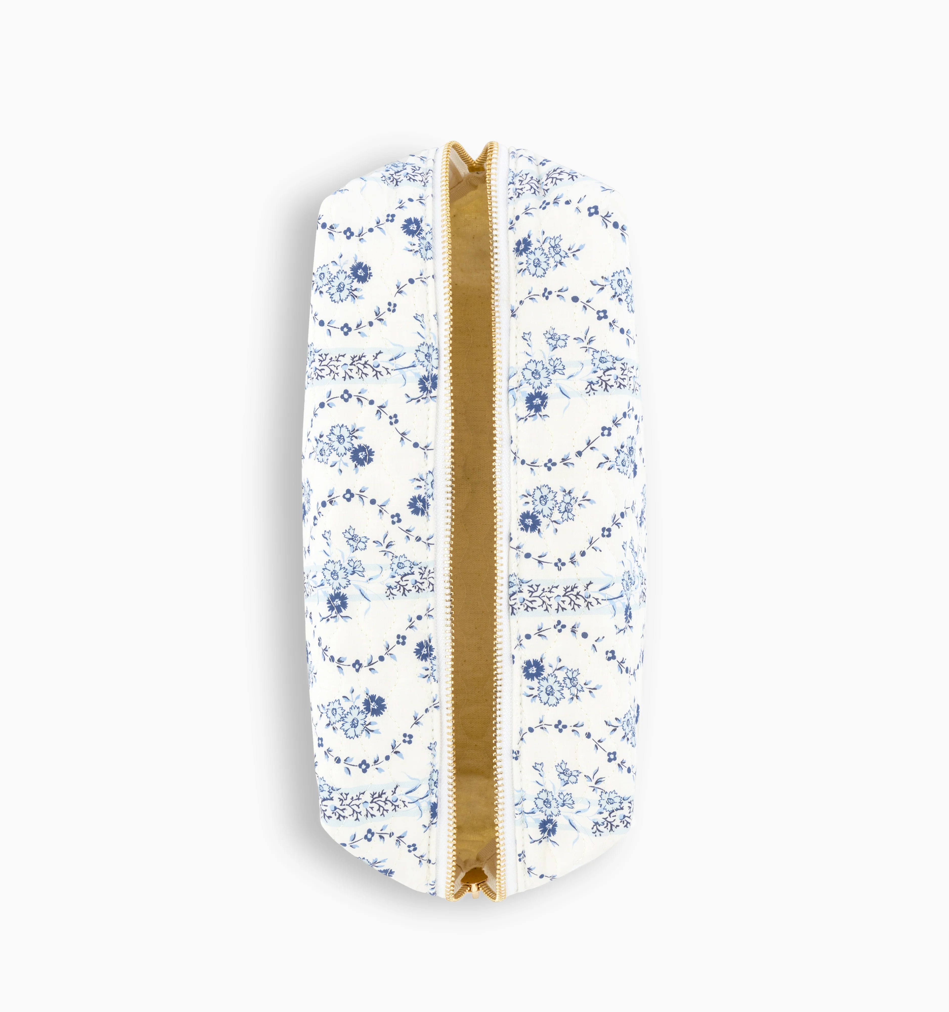 The Quilted Cosmetic Bag - Blue Vine Stripe - Image 3