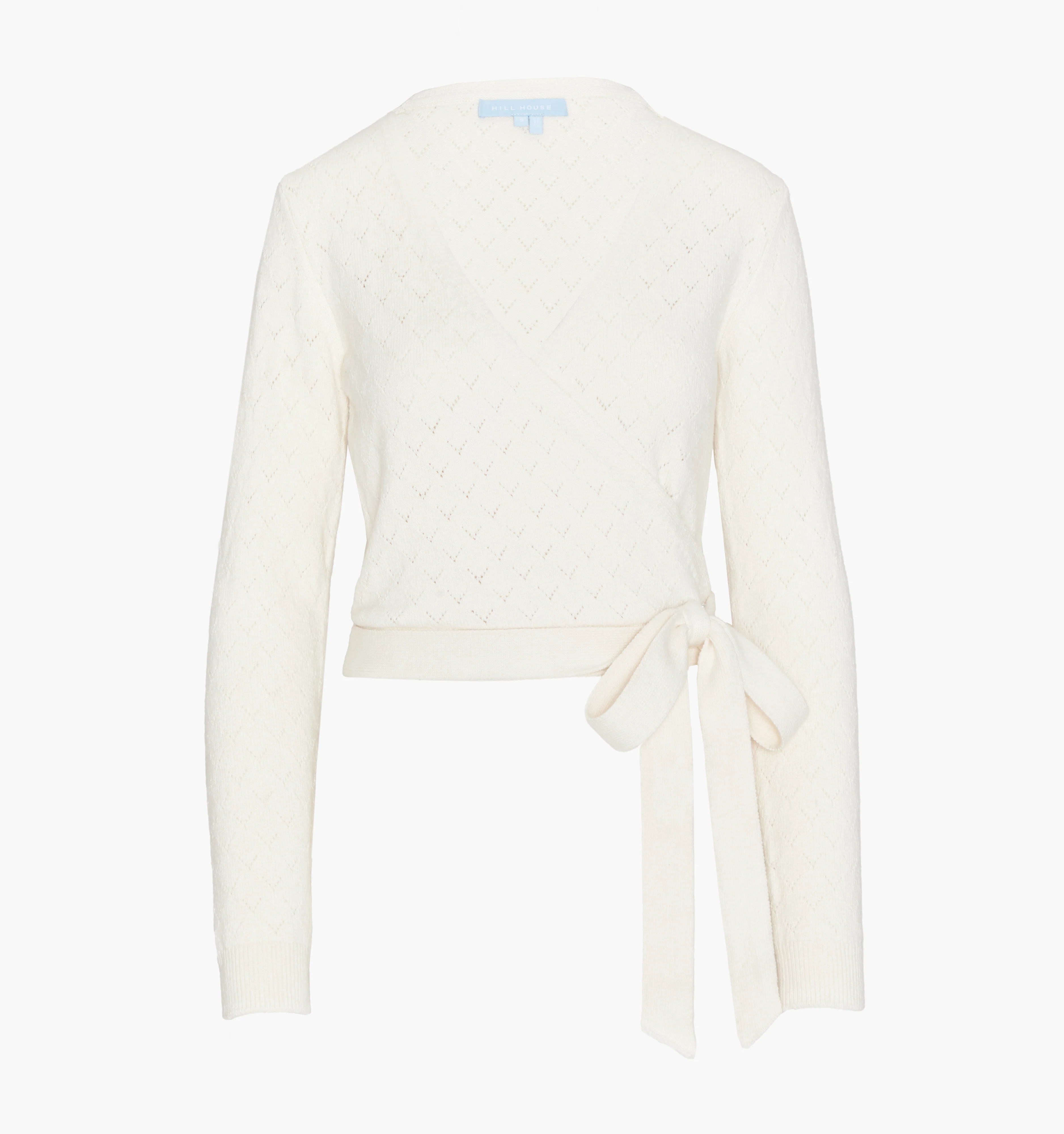 The Deirdre Wrap Sweater - Ivory Pointelle - Image 4