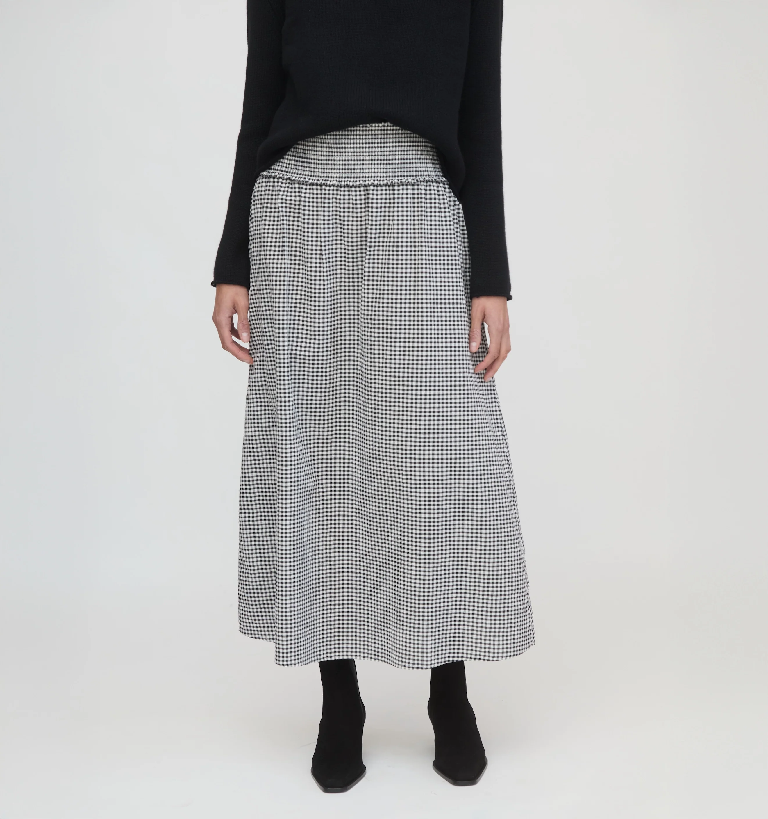 The Delphine Nap Skirt - Black/Sand Gingham - Image 2
