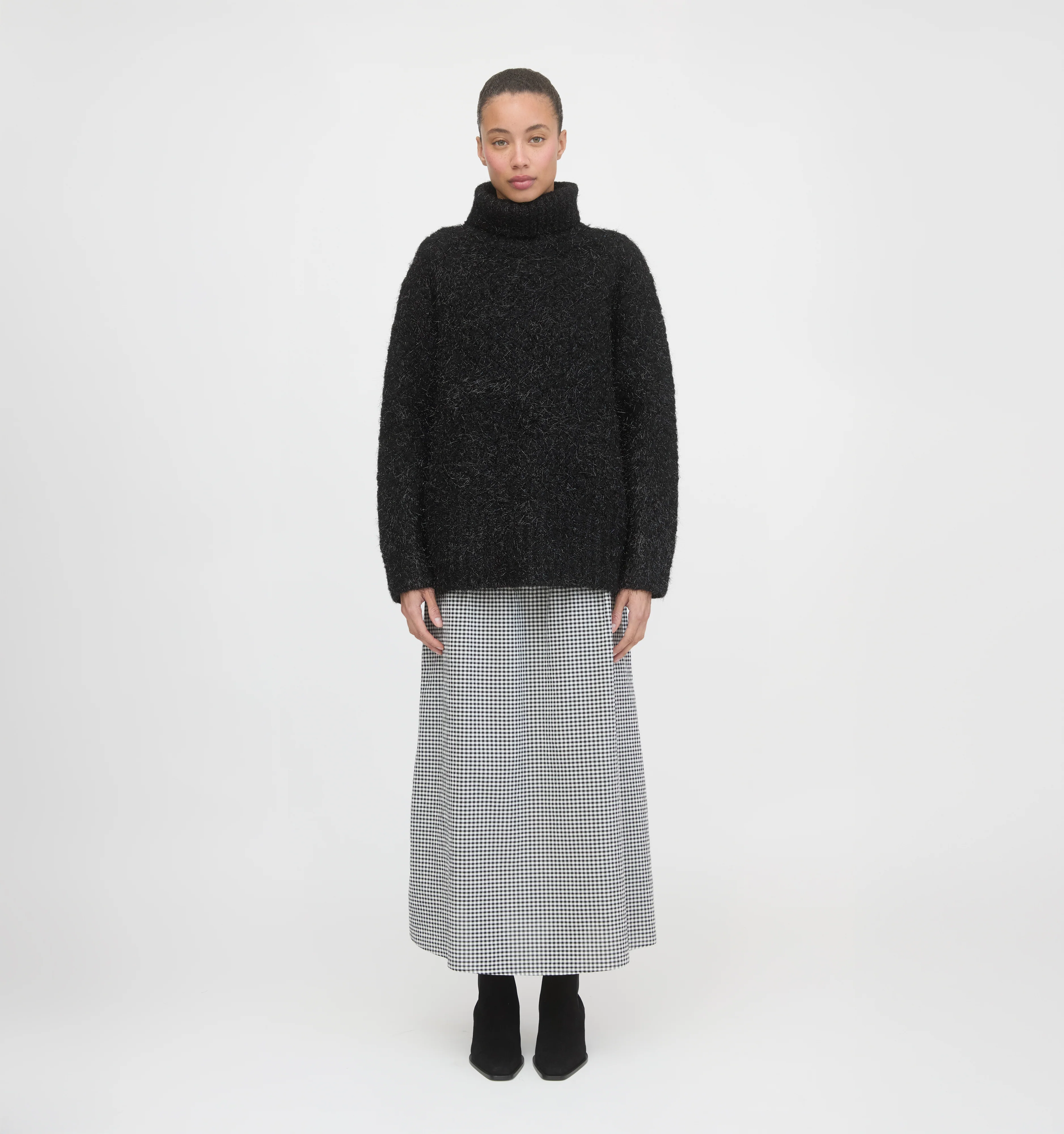 The Delphine Nap Skirt - Black/Sand Gingham - Image 4