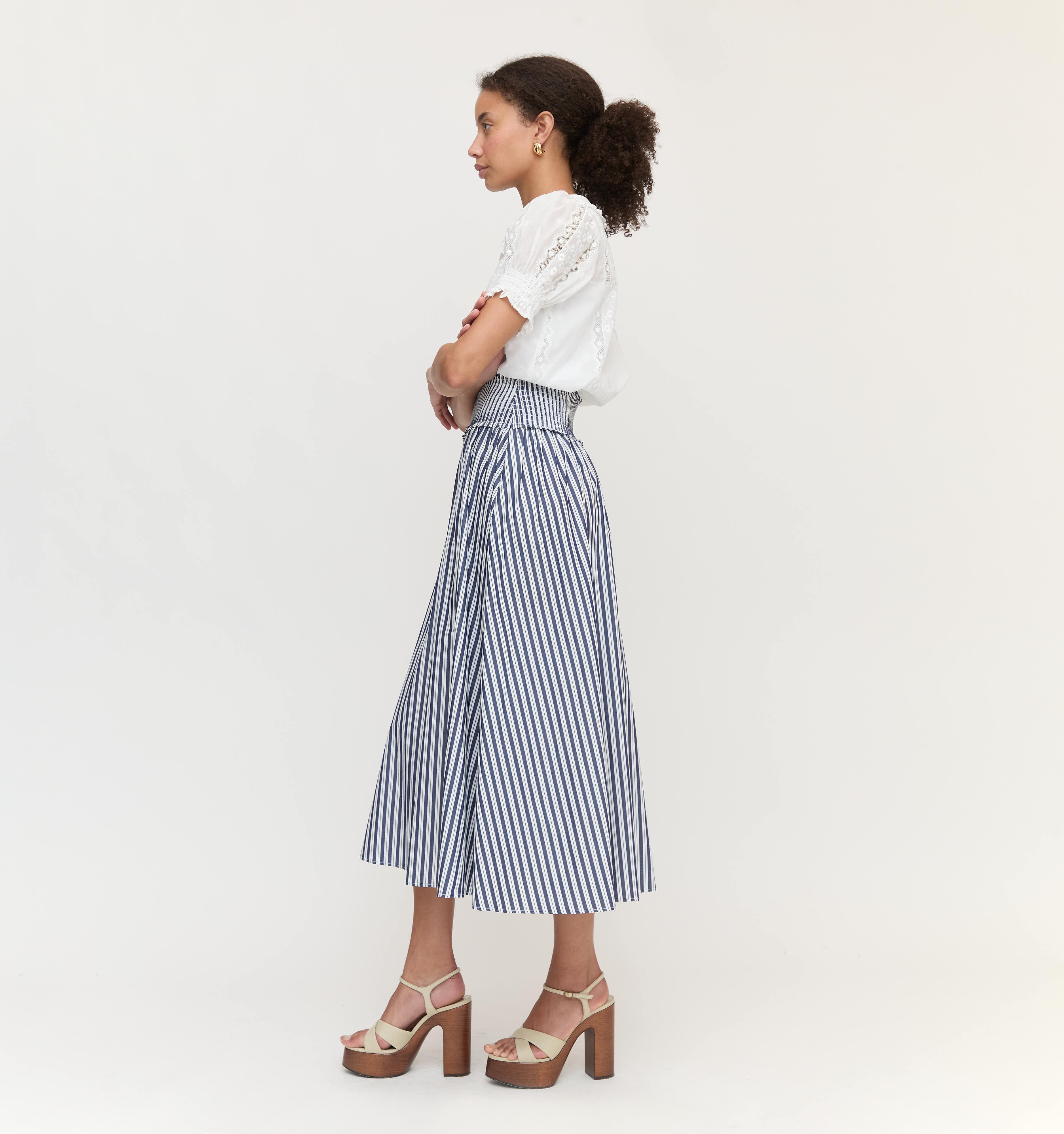 The Delphine Nap Skirt - Navy Stripe - Image 3