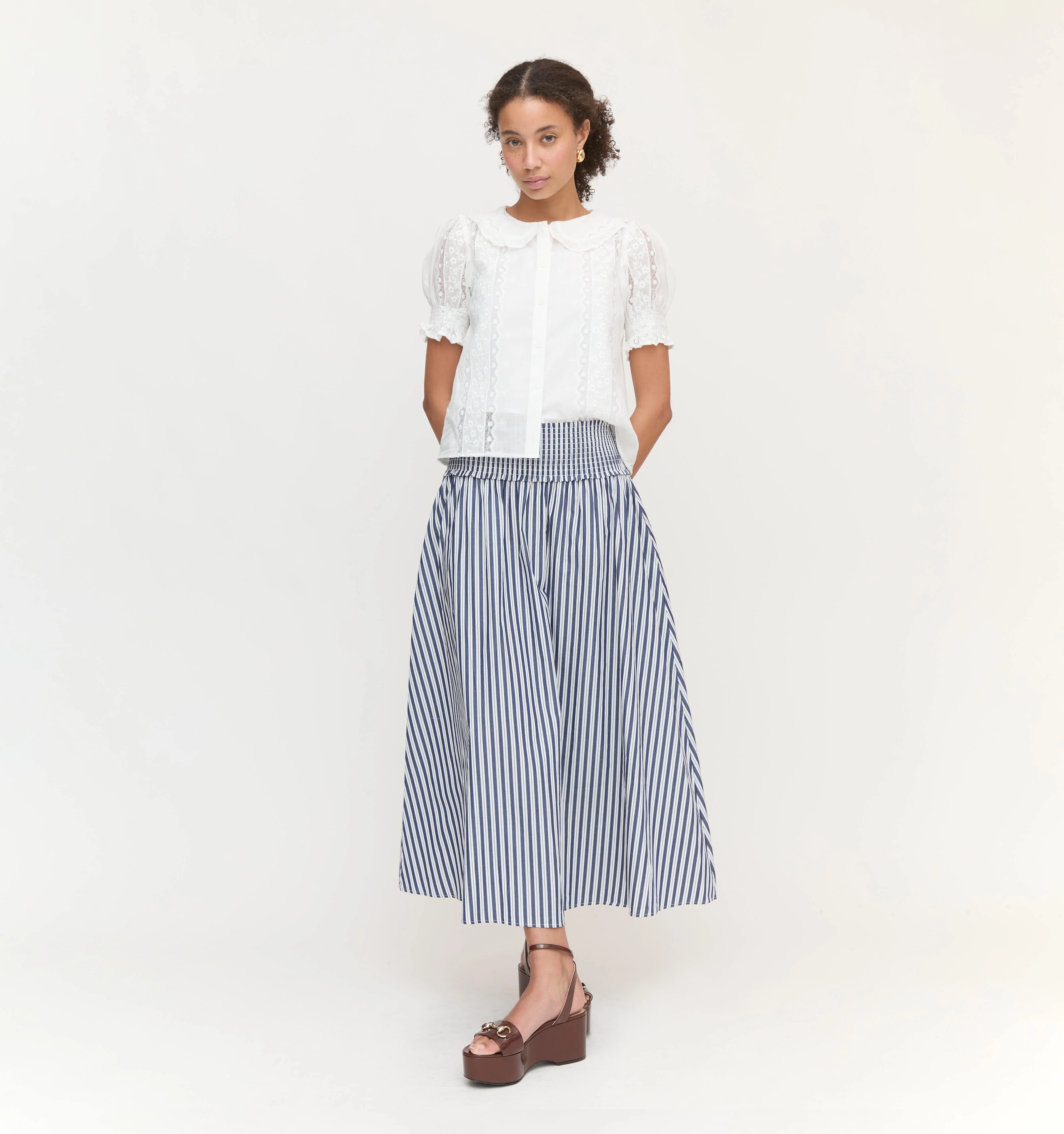 The Delphine Nap Skirt - Navy Stripe - Image 4