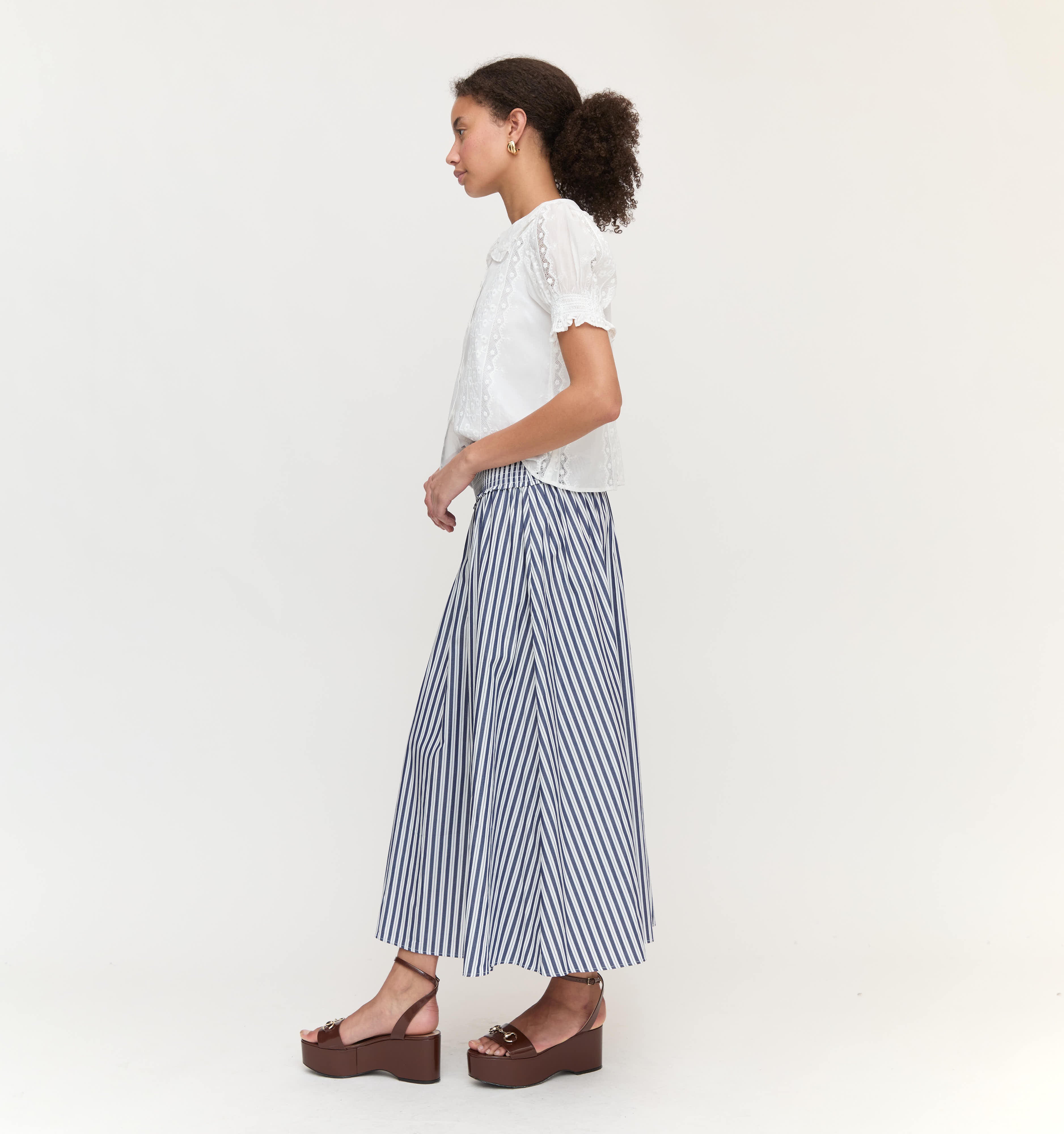 The Delphine Nap Skirt - Navy Stripe - Image 5