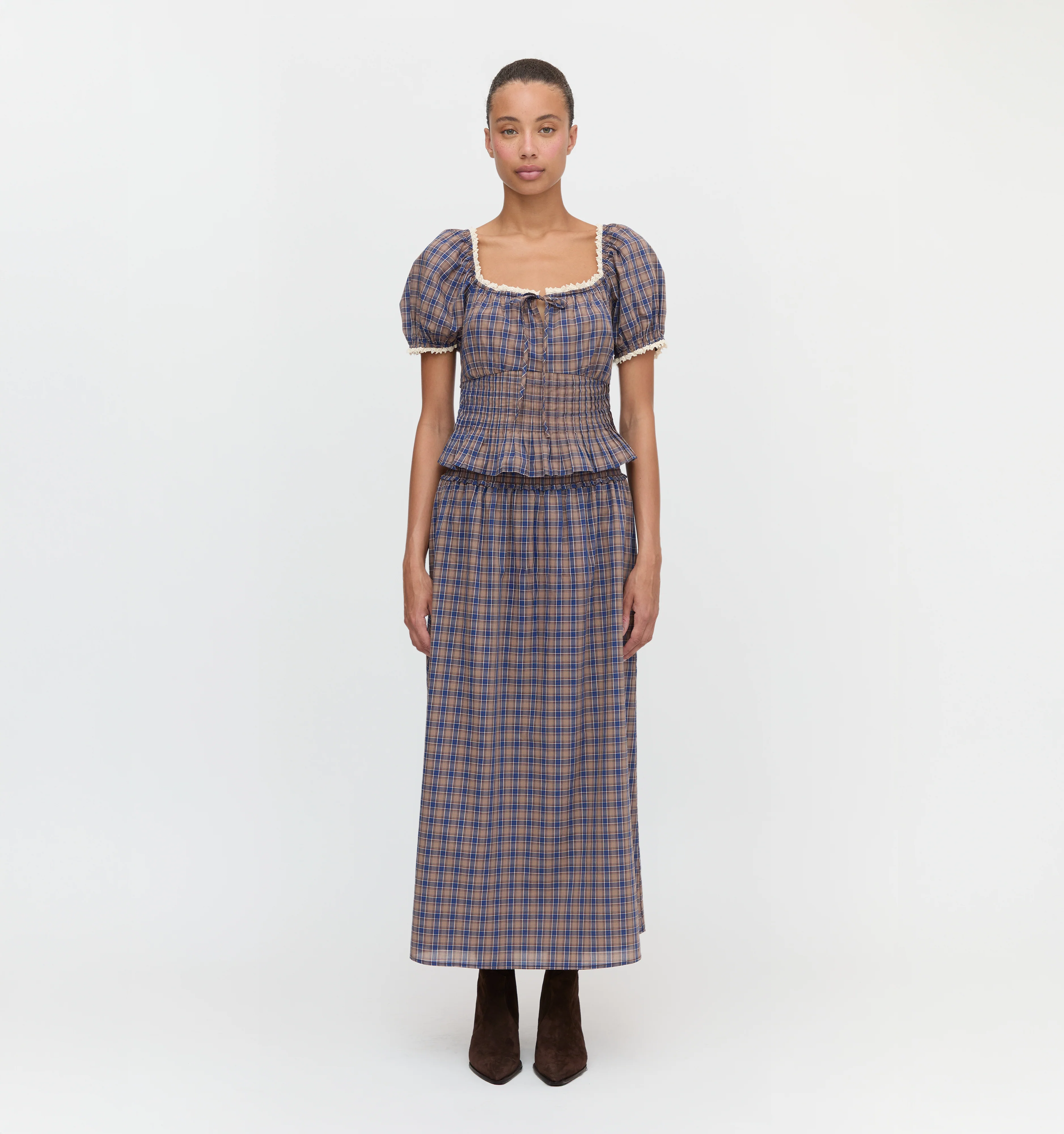 The Delphine Nap Skirt - Brown Spencer Plaid - Image 5