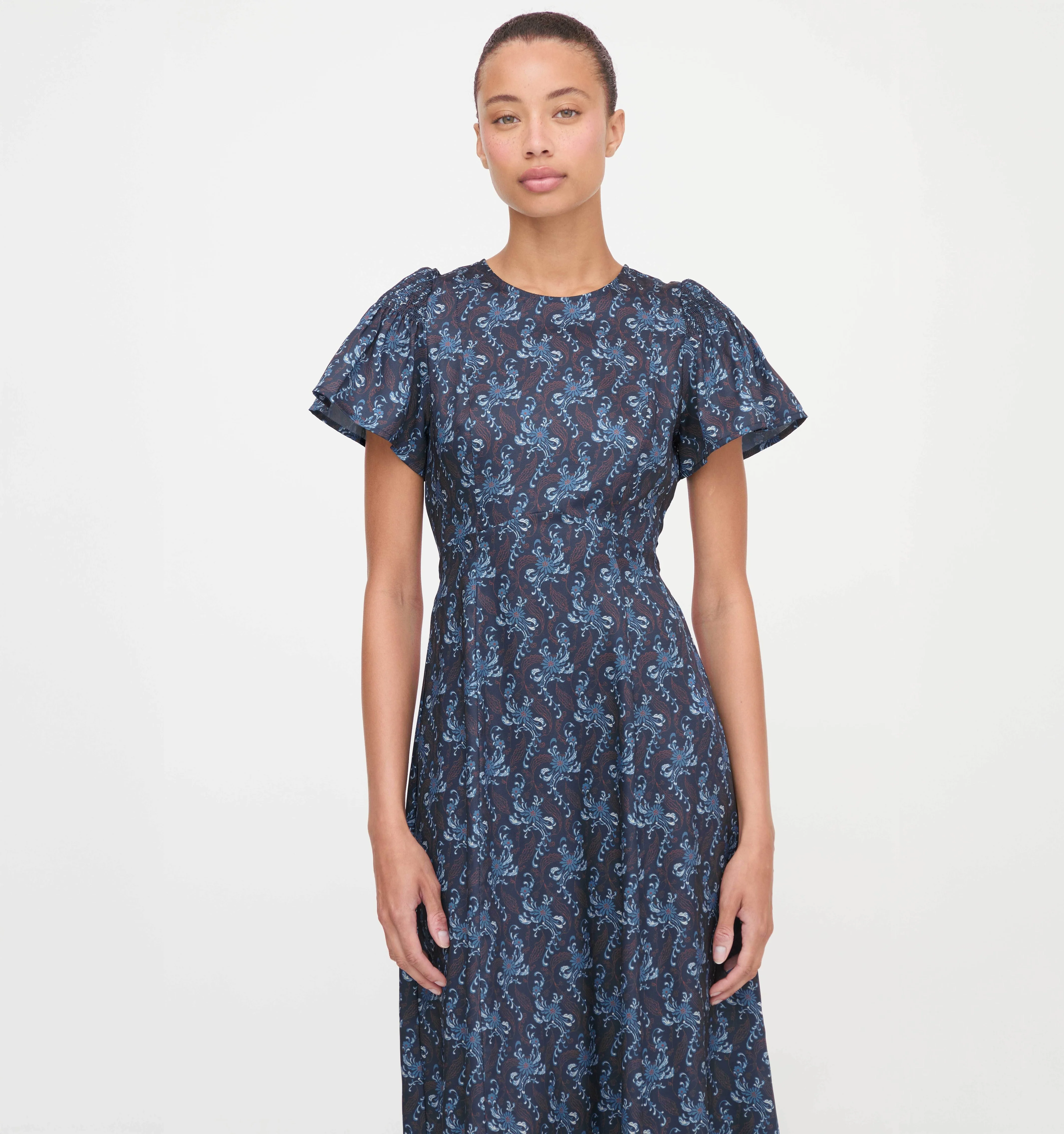 The Dominique Dress - Navy Cala Paisley - Image 2