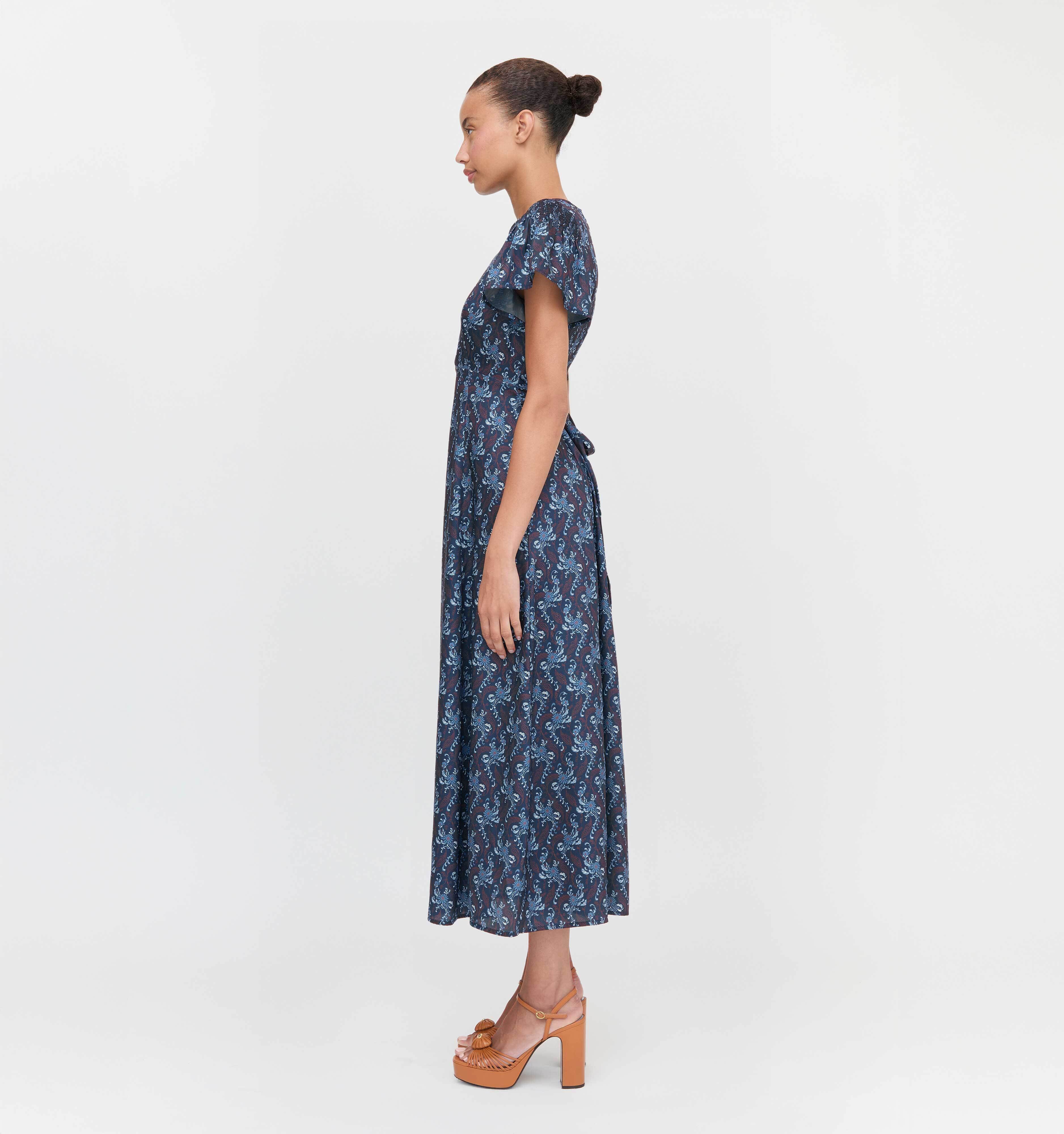 The Dominique Dress - Navy Cala Paisley - Image 3